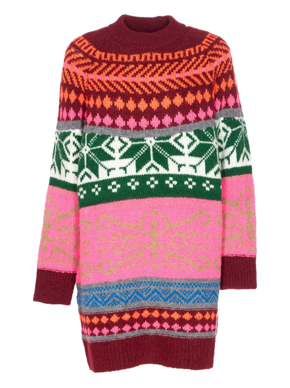 fairisle crew-neck knitted day dress - 1