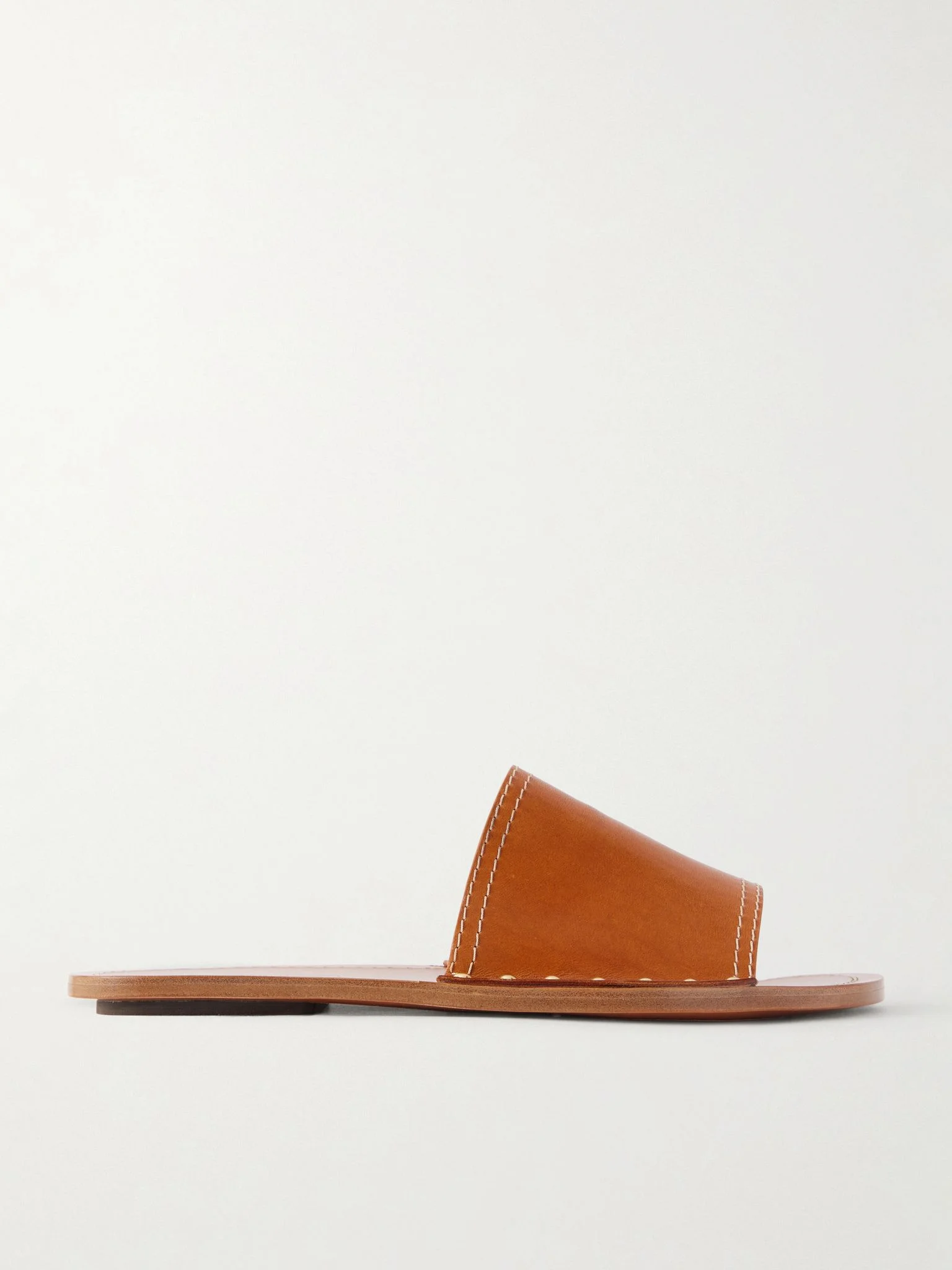 Studded leather slides Tan - 1