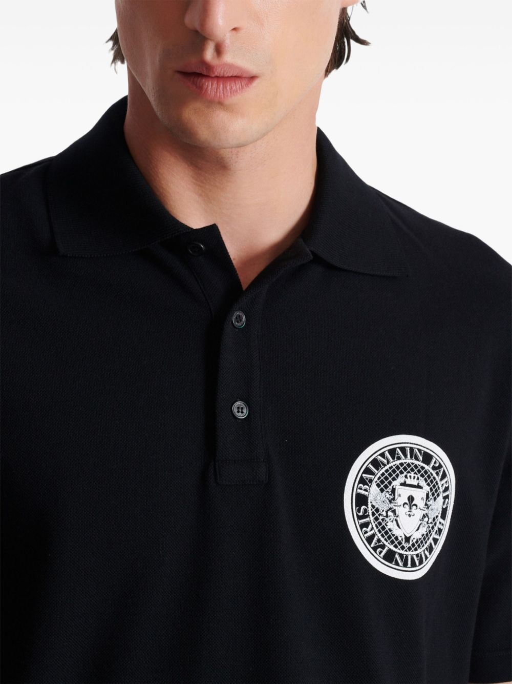 Coin-print cotton polo shirt - 7