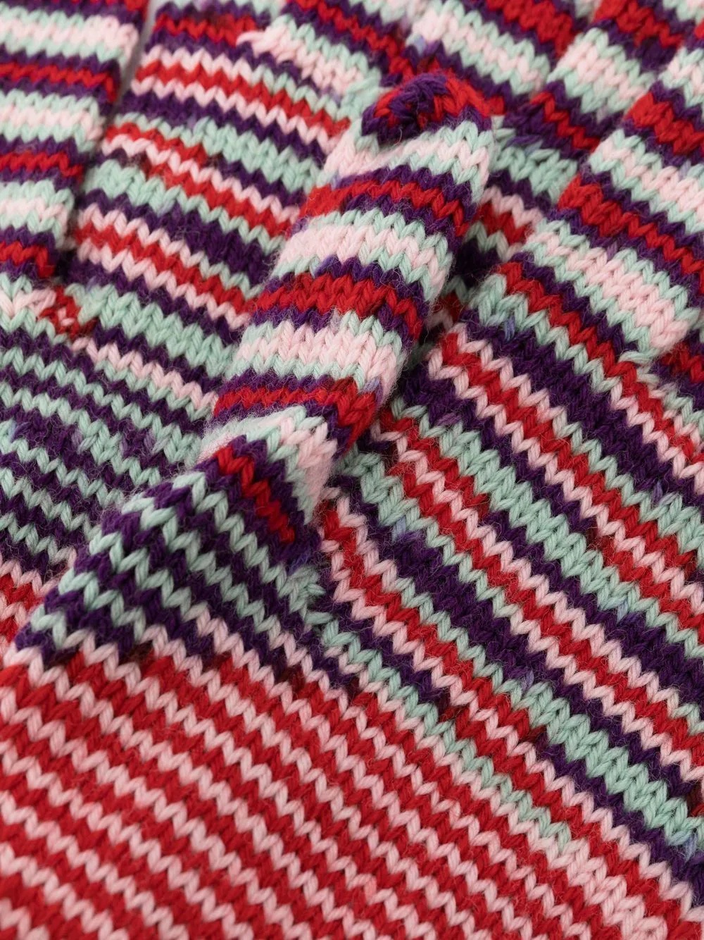 stripe-pattern knitted gloves - 2