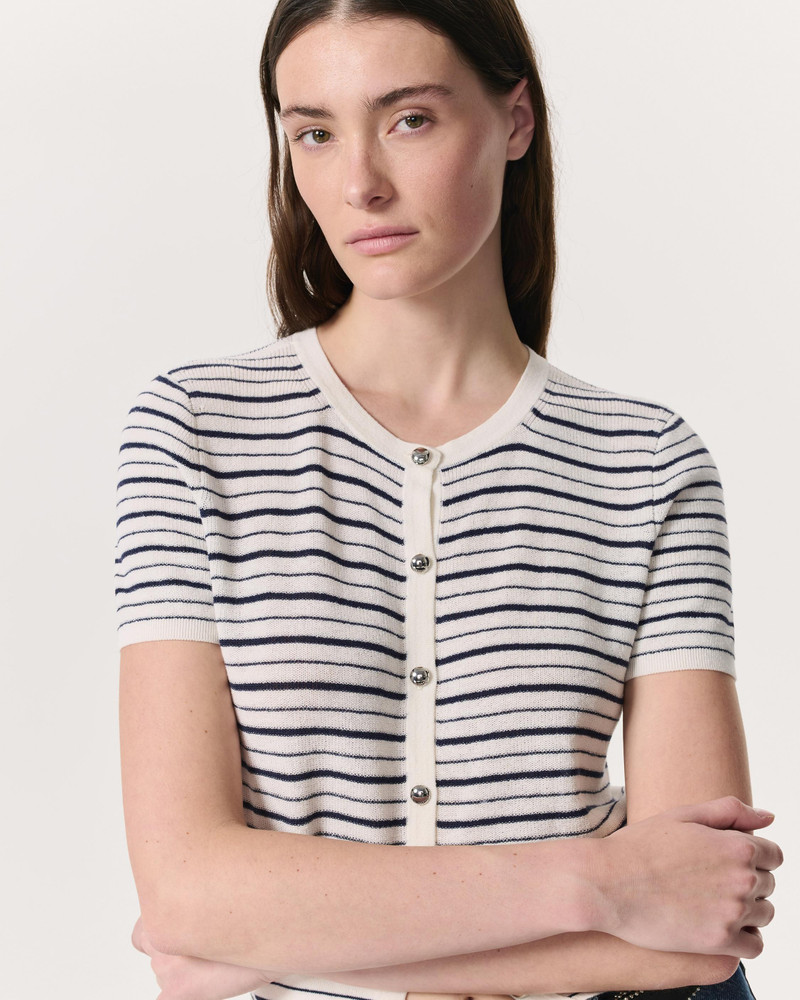 rag & bone Dina Striped Cotton-Blend Cardigan outlook