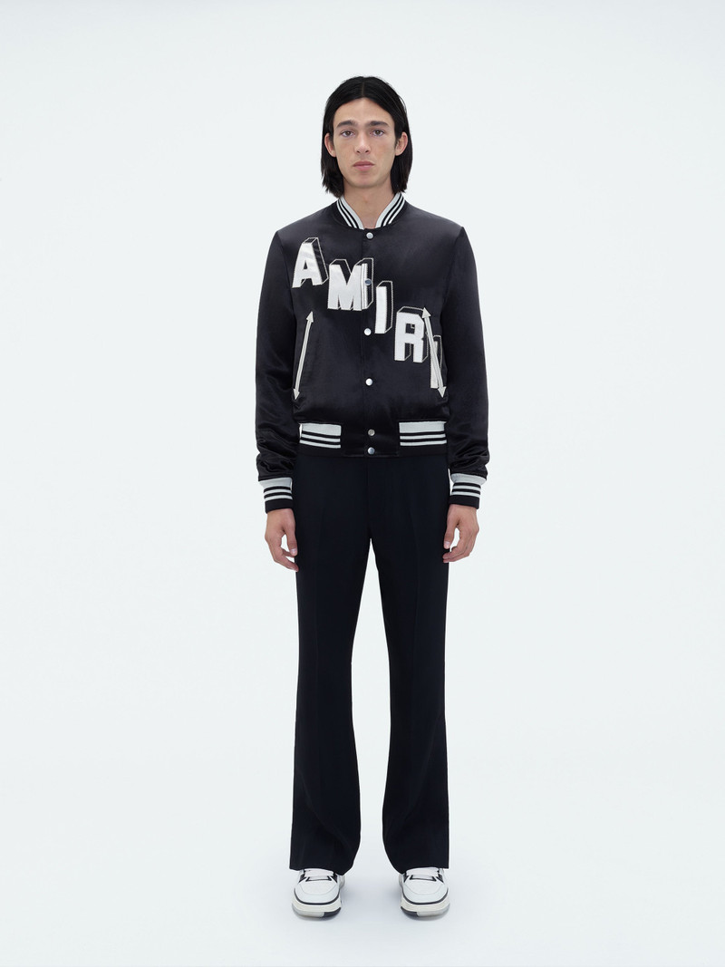AMIRI SATIN CROPPED VARSITY JACKET outlook
