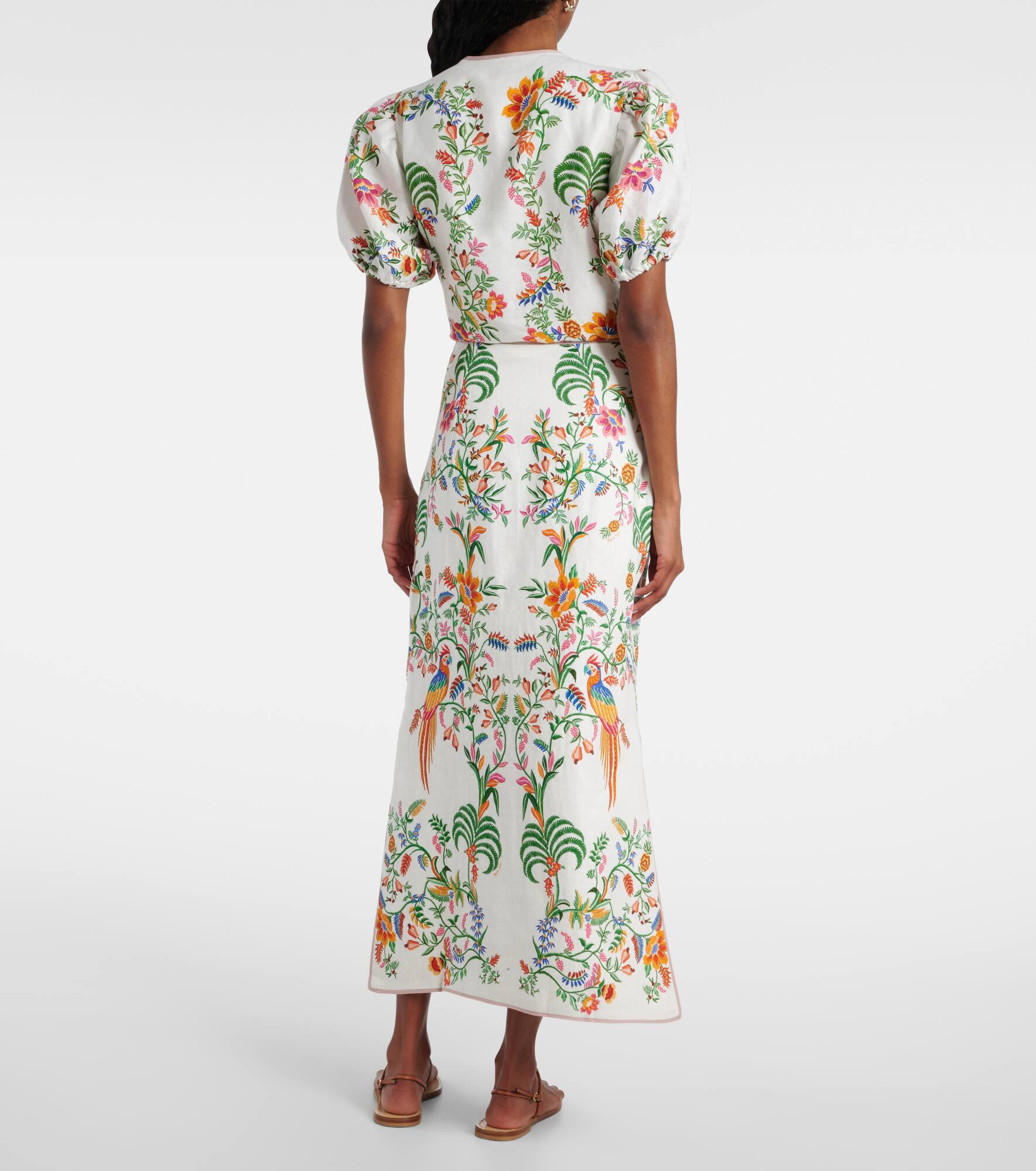 Printed linen midi skirt - 3