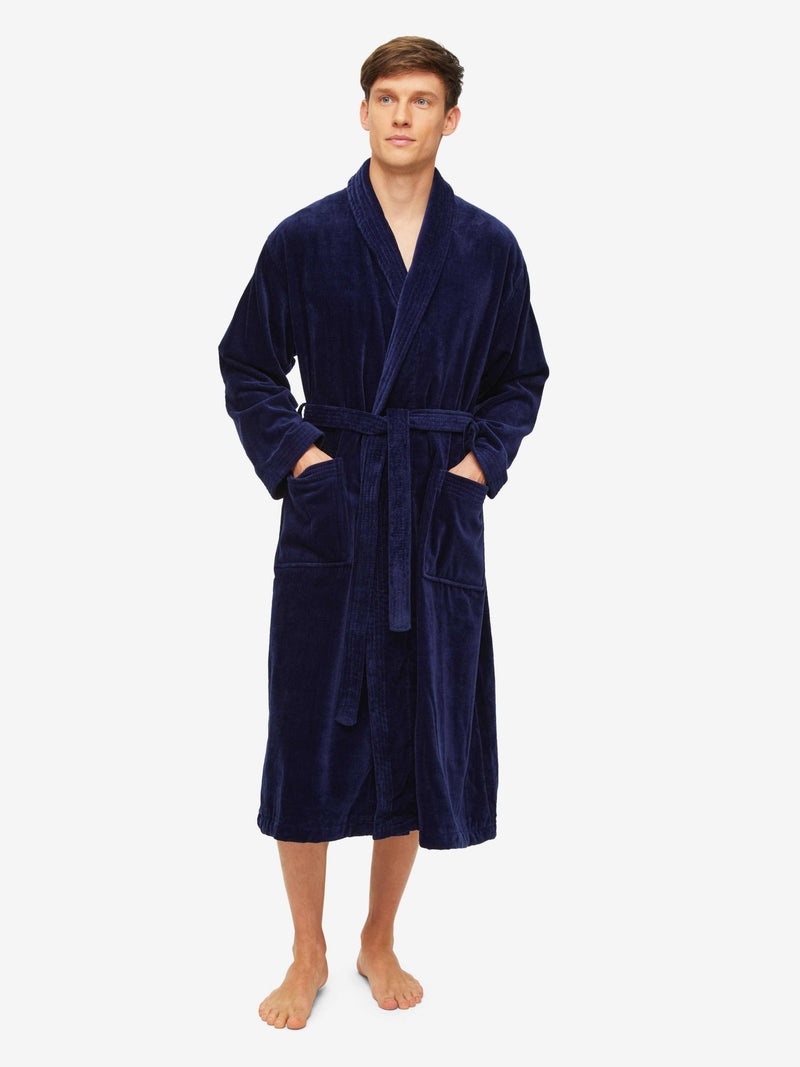 Men's Bathrobe Triton 10 Terry Cotton Navy - 3