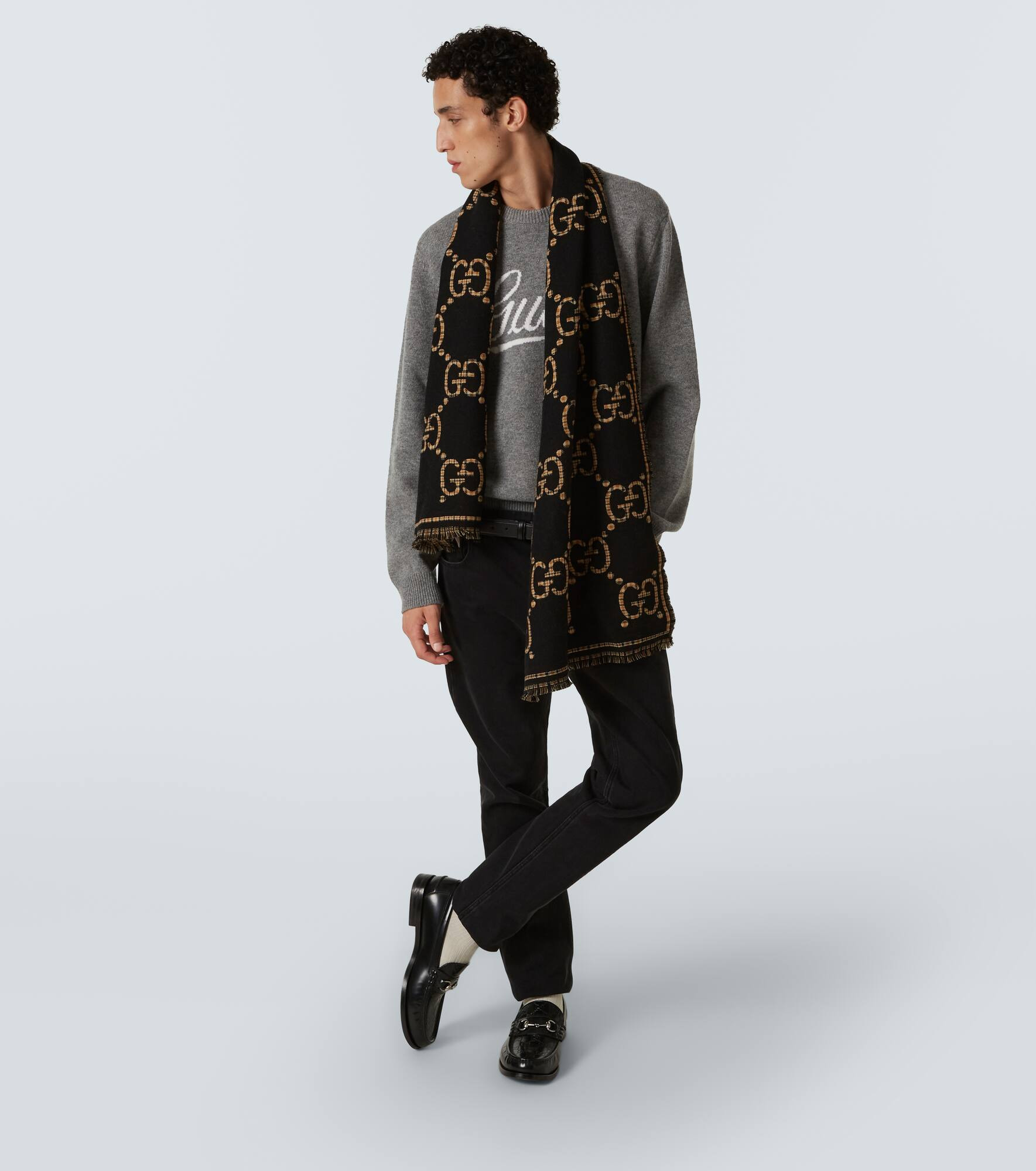 GG wool jacquard scarf - 4