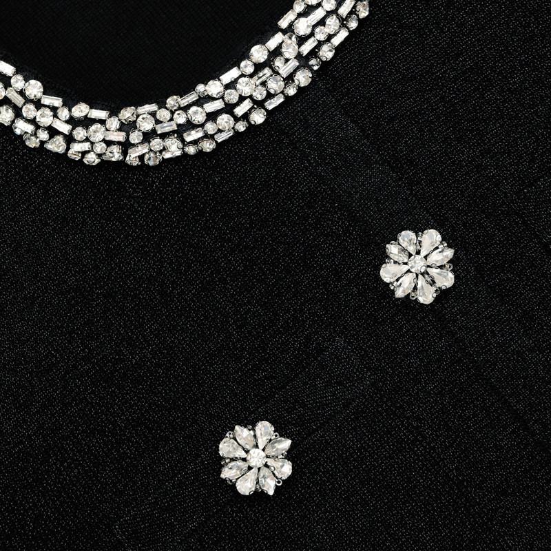Black Crystal Button Cardigan 5