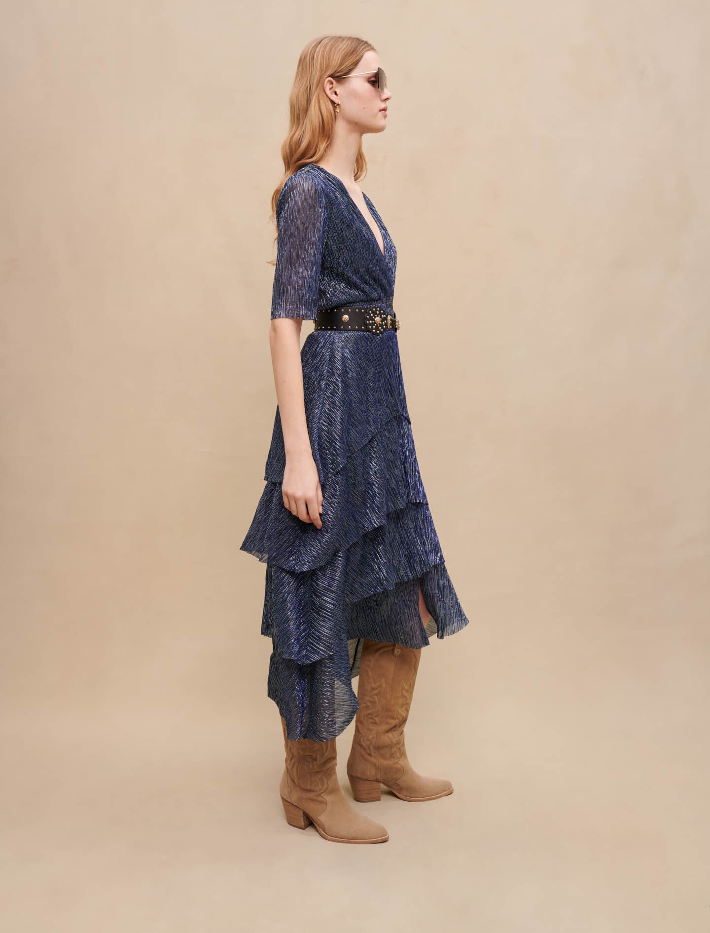 Stretch lurex ruffle dress - 4