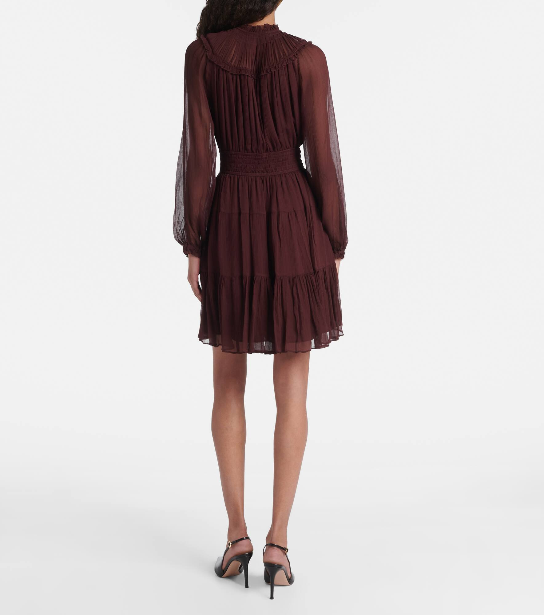 Ava tie-neck silk chiffon minidress - 3