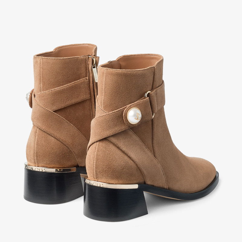 Noor 45 Toffee Velvet Suede Ankle Boots 5