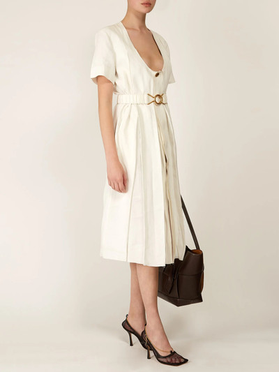 Bottega Veneta Belted pleated midi dress outlook