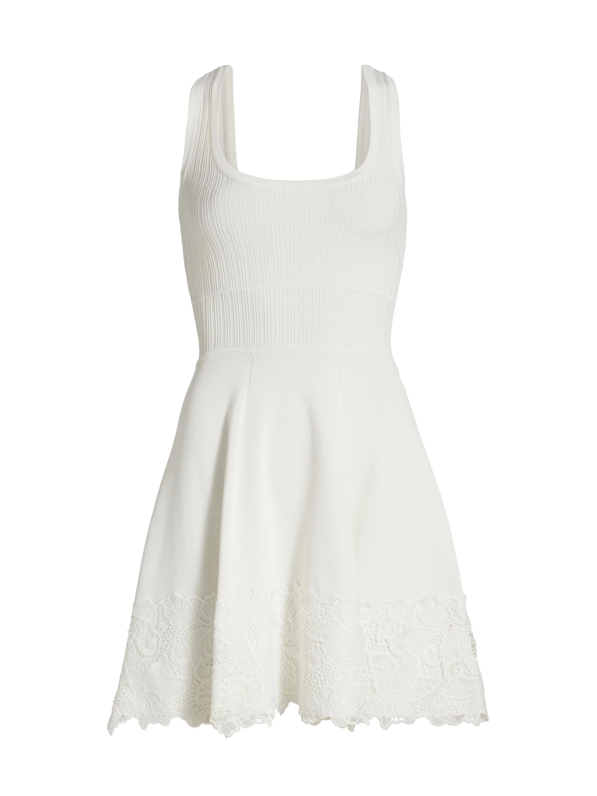 Women's Orpheus Lace Combo Rib Mini-Dress - White - 1
