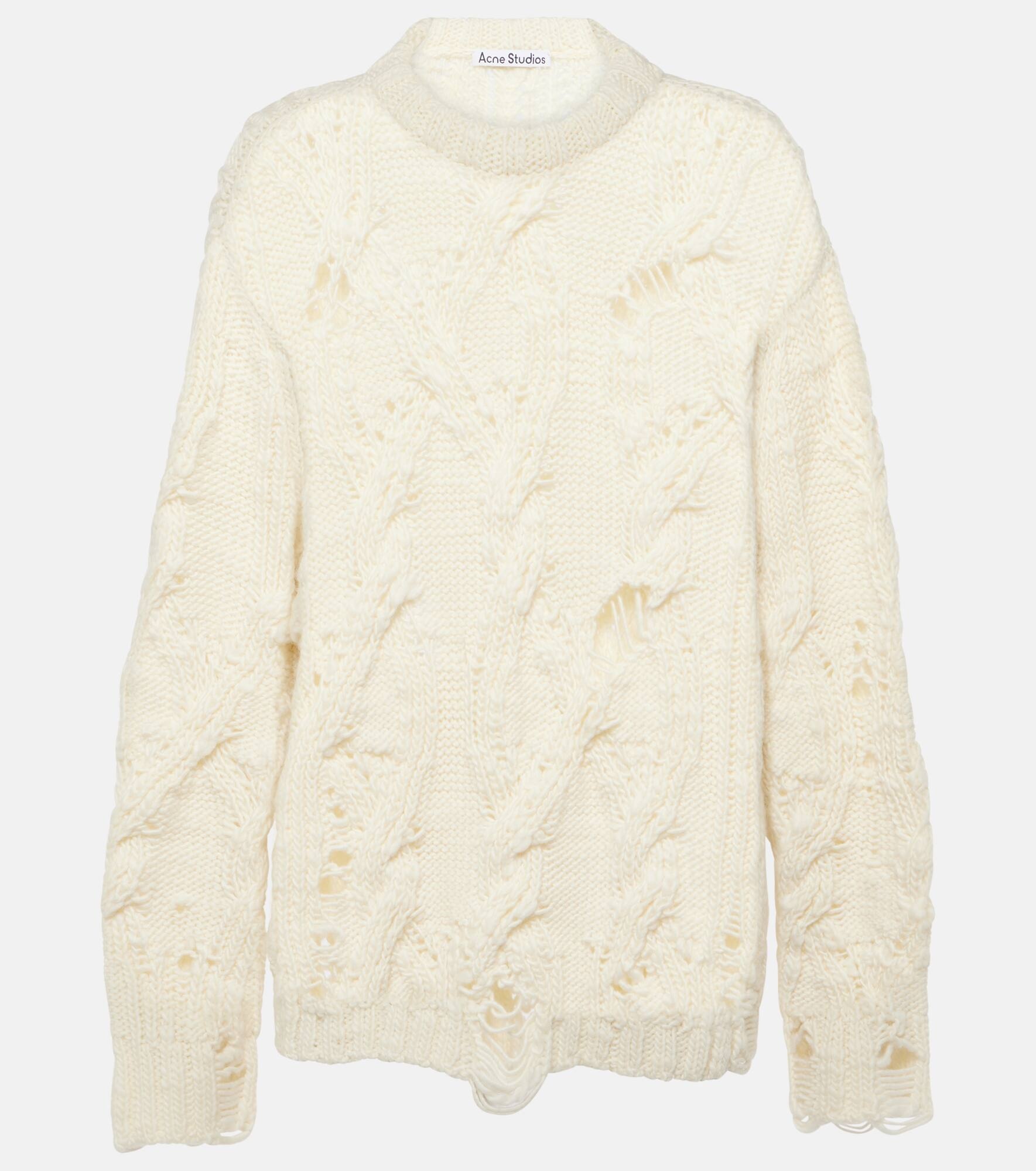 Kolda distressed cable-knit wool sweater - 1