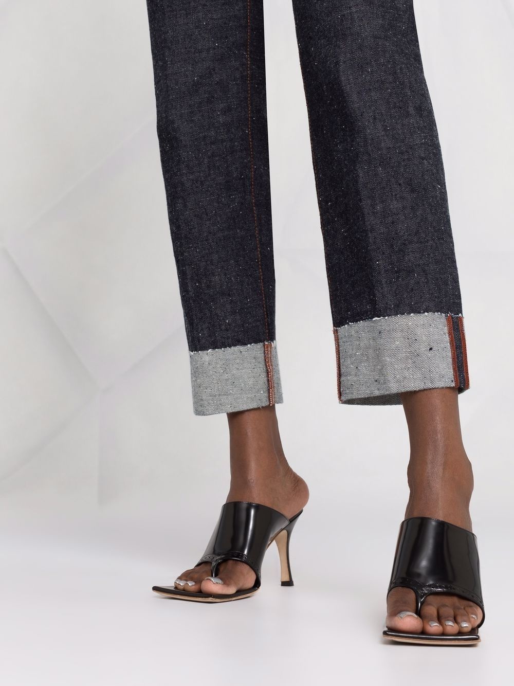 high-waist logo print jeans - 5