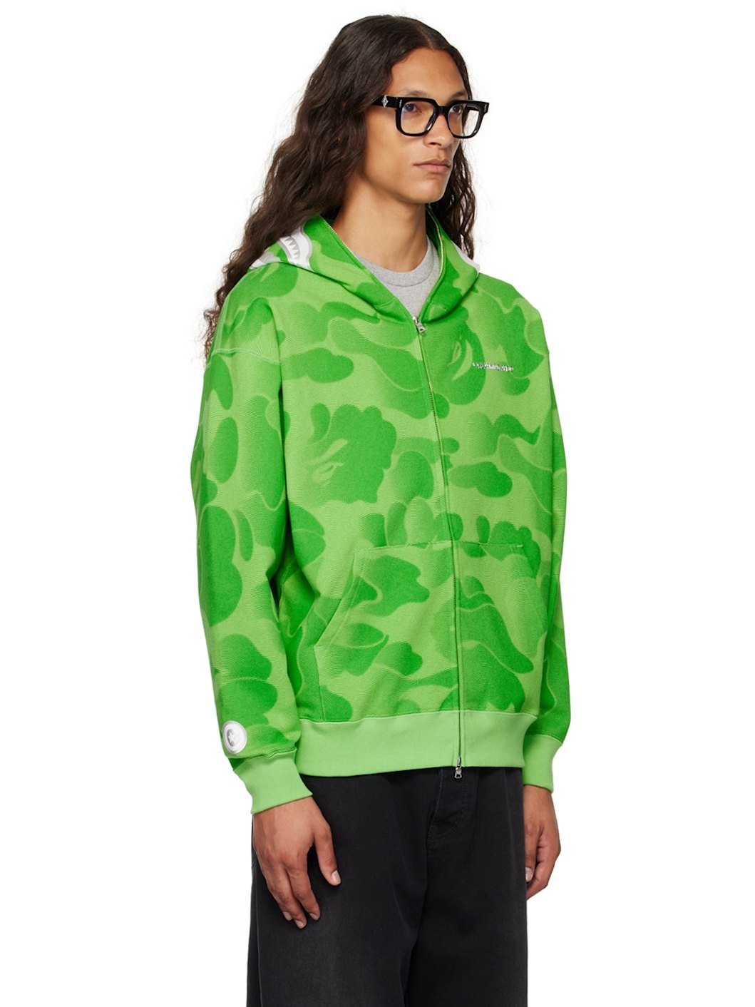 Green Ink Camo Shark Hoodie - 2