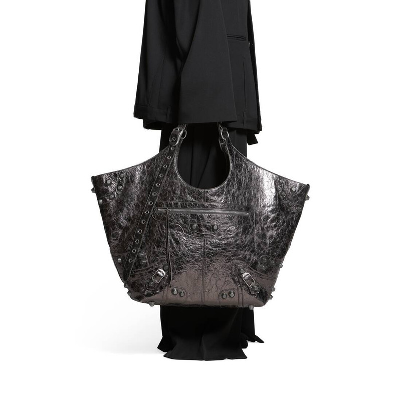 BALENCIAGA Women's Le Cagole Large Carry All Bag Metallized  in Grey outlook