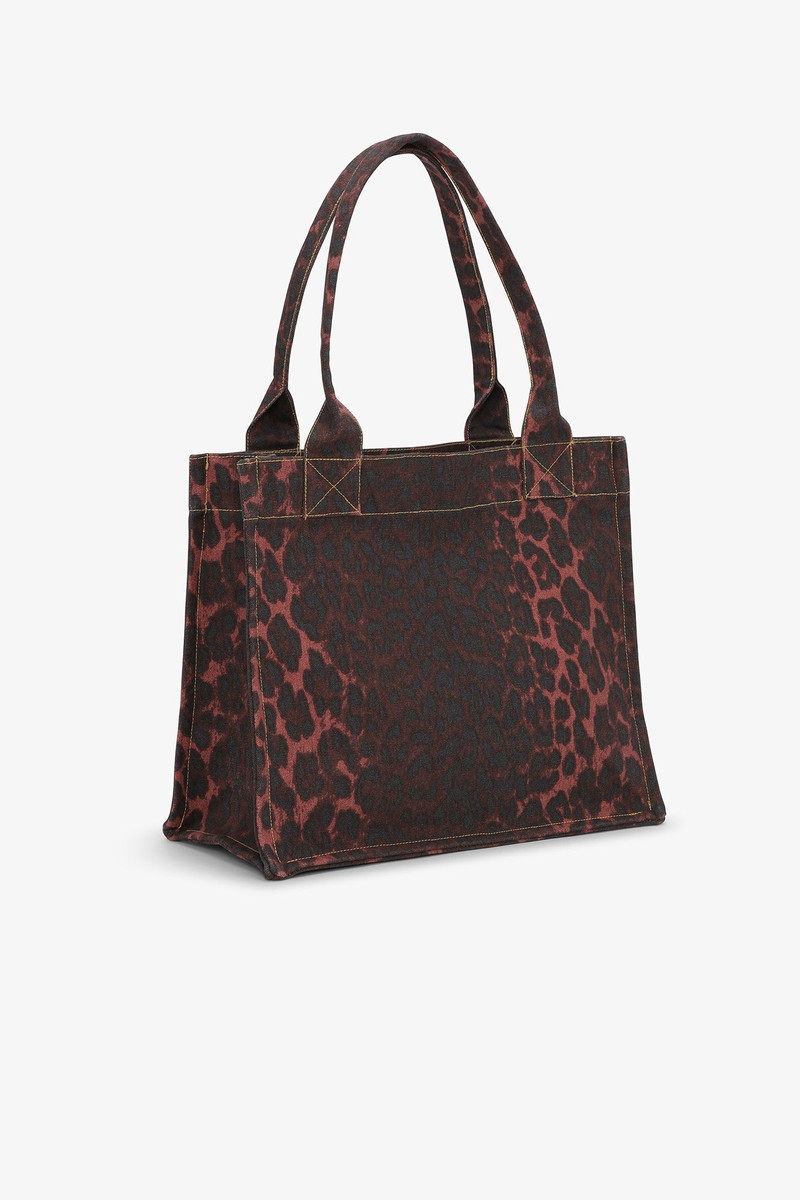 RED LEOPARD PRINT CANVAS TOTE BAG 2