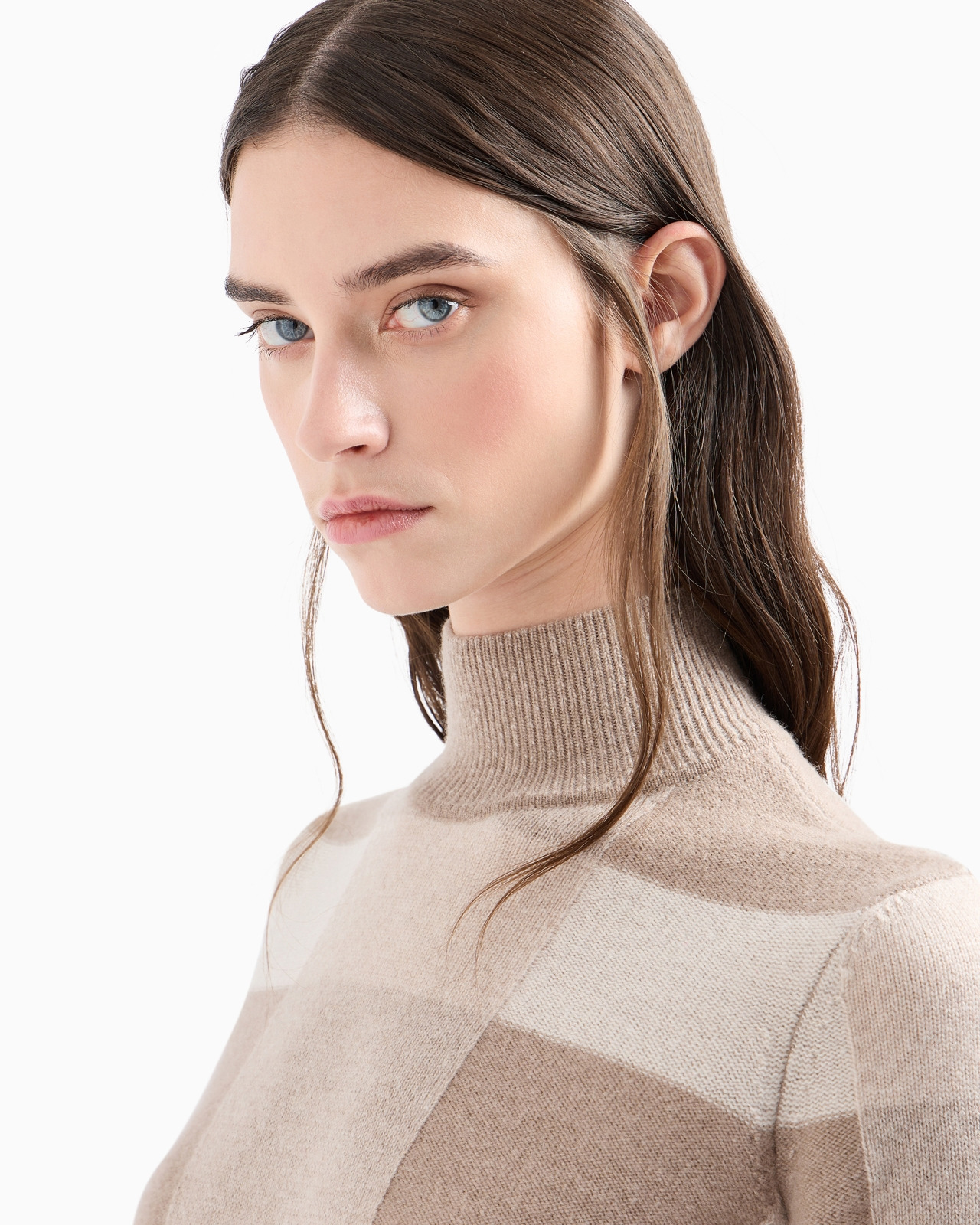 Icon short-sleeved virgin wool mock-neck jumper with a plated check motif - 5