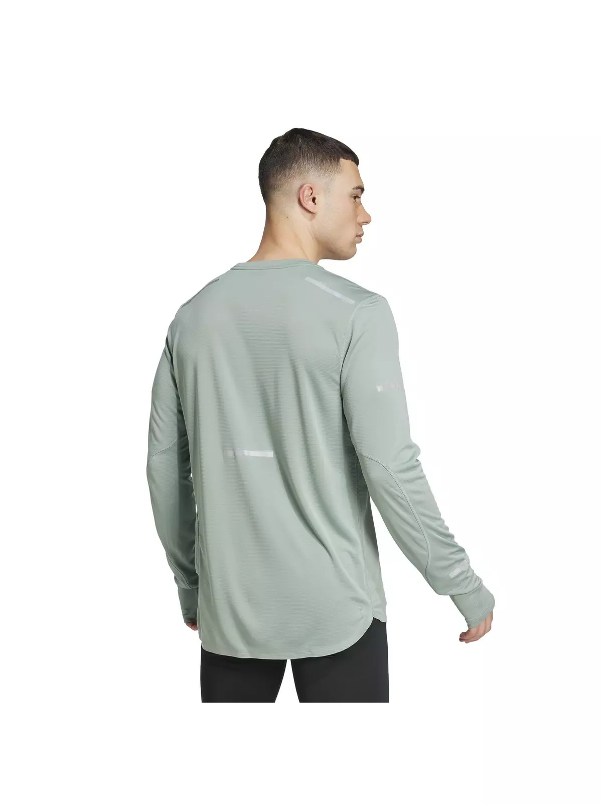 Men's Ultimate Running Reflective Long Sleeve Top -Green - 2