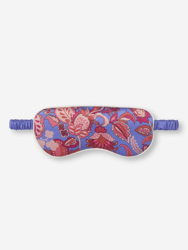 Derek Rose Eye Mask Silk Satin Amethyst Jungle Paisley Pattern outlook