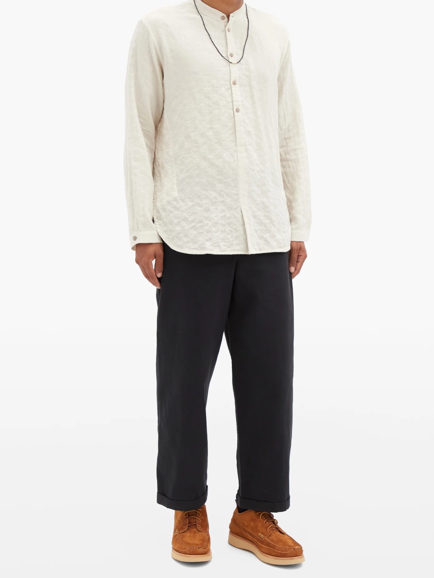 The Botanist stand-collar cotton-blend shirt - 6