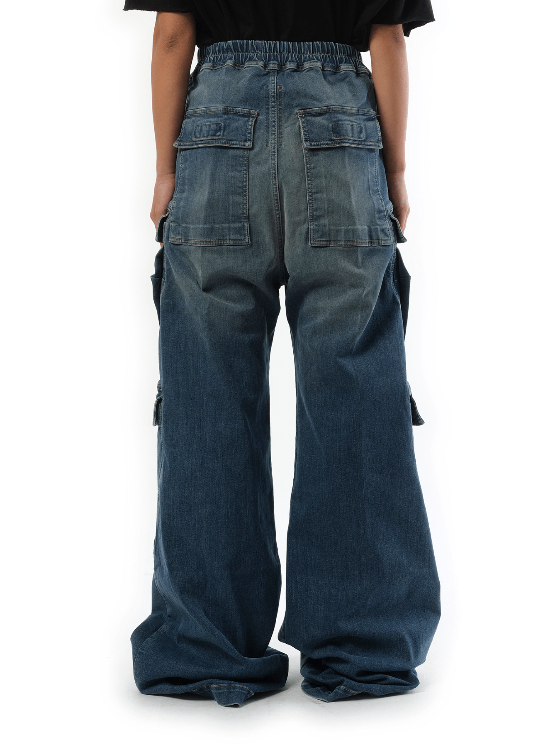 Denim Double Cargo Jumbo Belas in Washed Indigo - 6