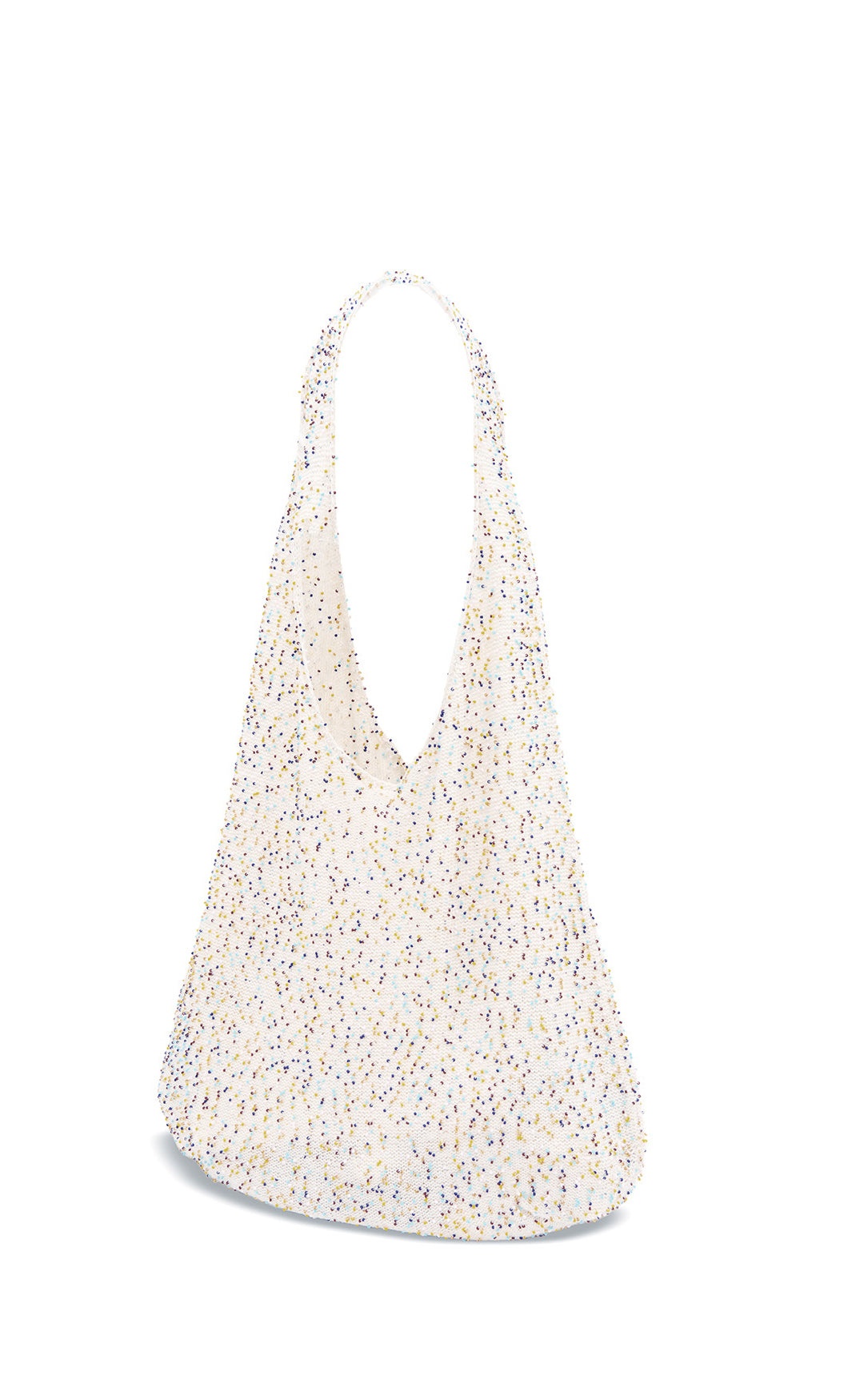 Manasa Knit Hobo Bag in Ivory Multi Beaded Cashmere - 3