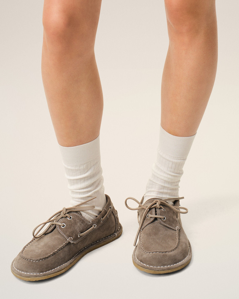 AMI Paris GREY COW LEATHER BOAT SHOES outlook