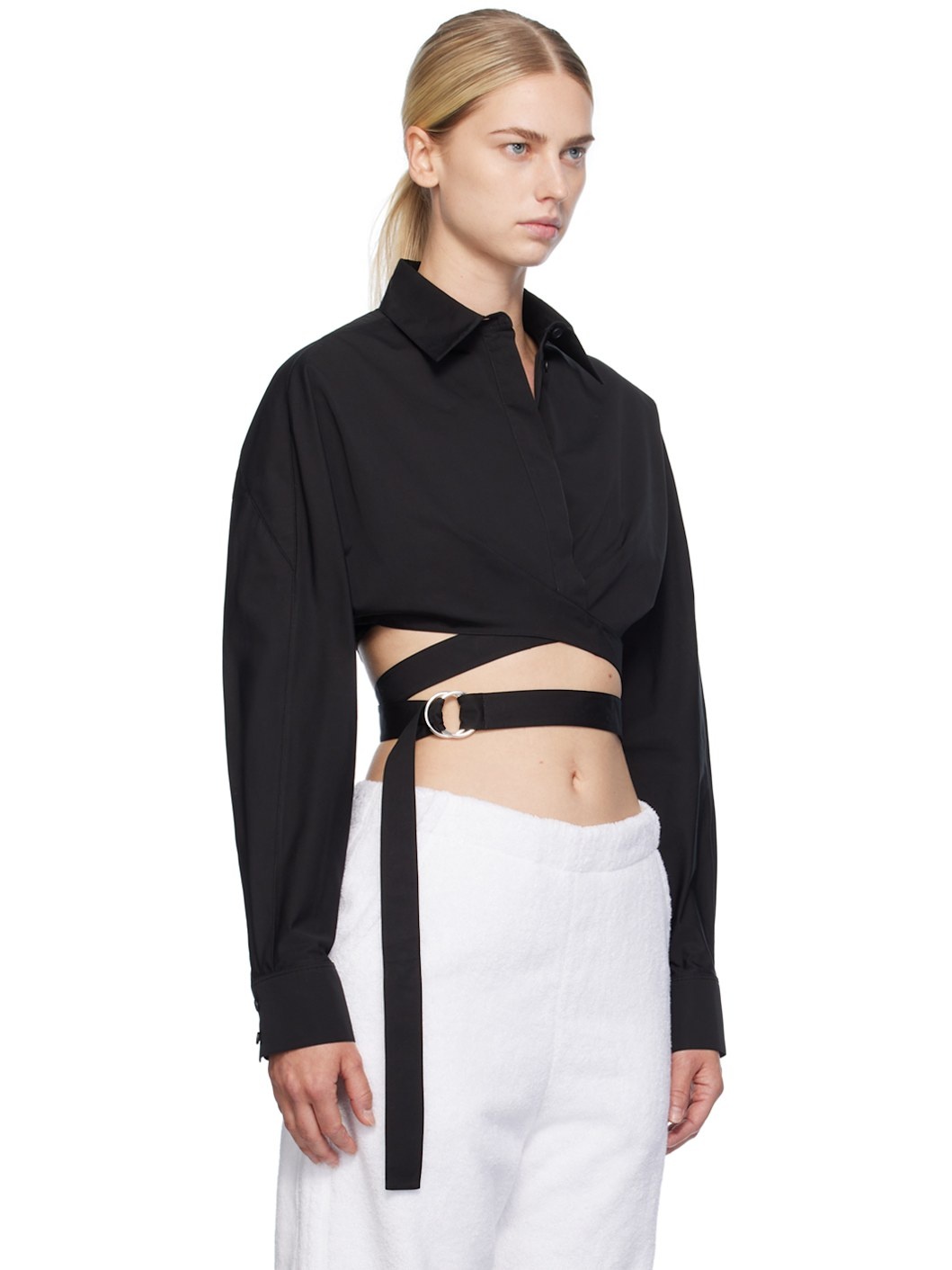 Black Cross Over Shirt - 2