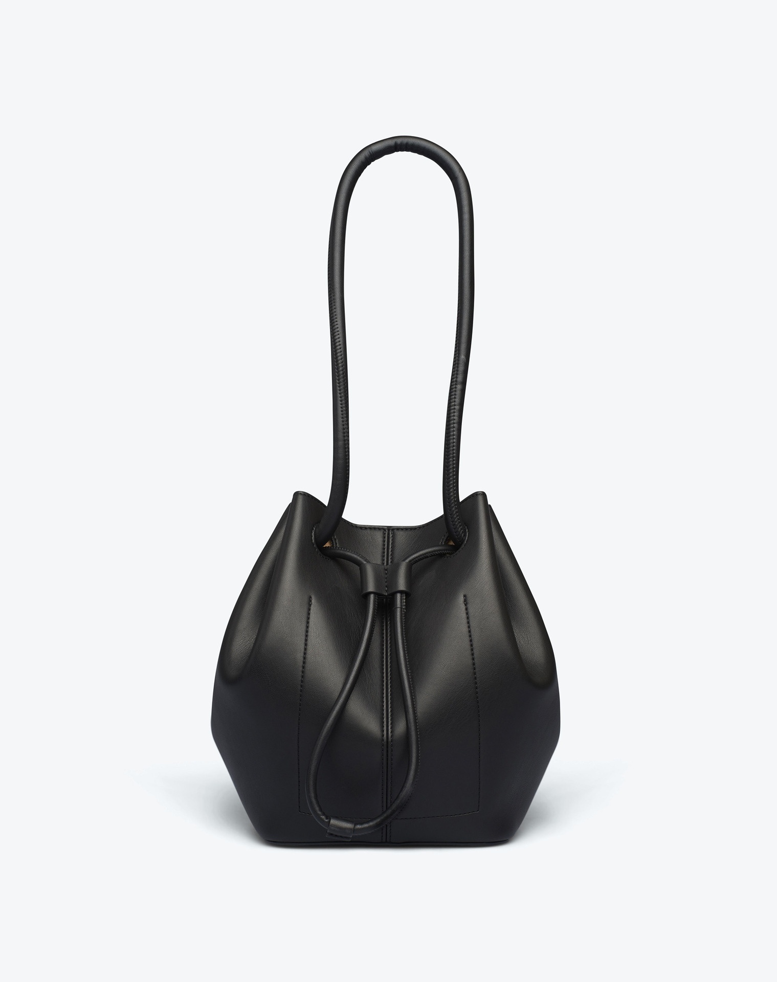 ELONGATED BUCKET - Alt-nappa leather small bucket handle bag - Black - 2