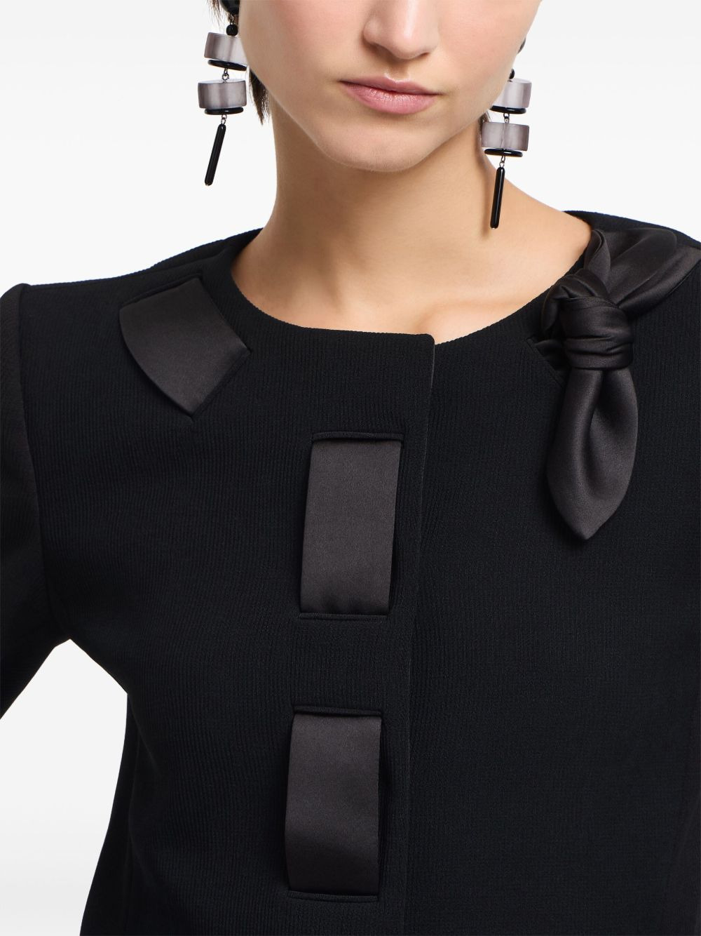 satin-bow detail blazer - 5