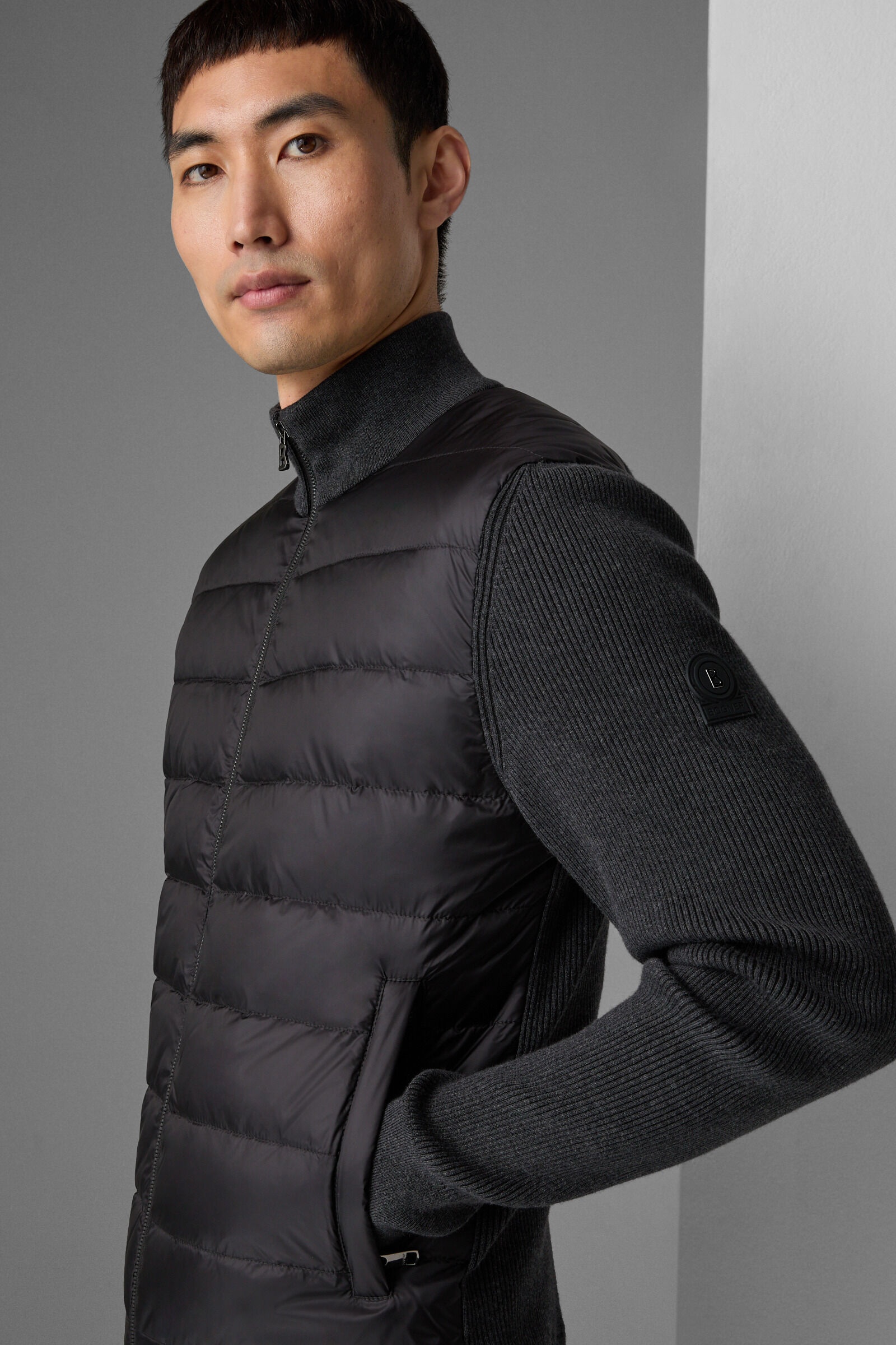 Renee Hybrid knit jacket in Black/anthracite - 5