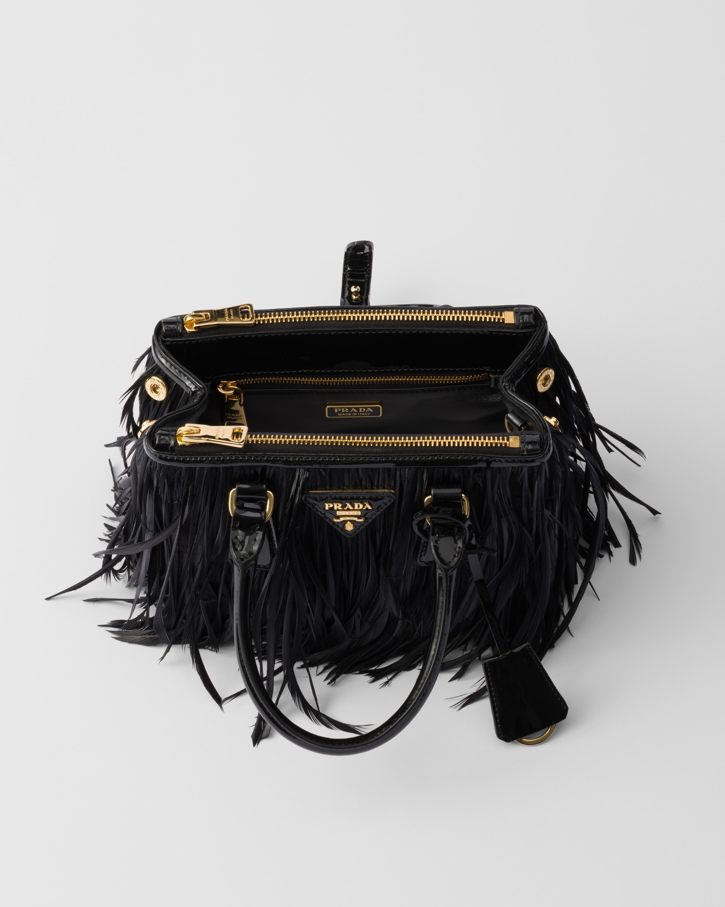 Prada Galleria mini-bag with feather trim - 5