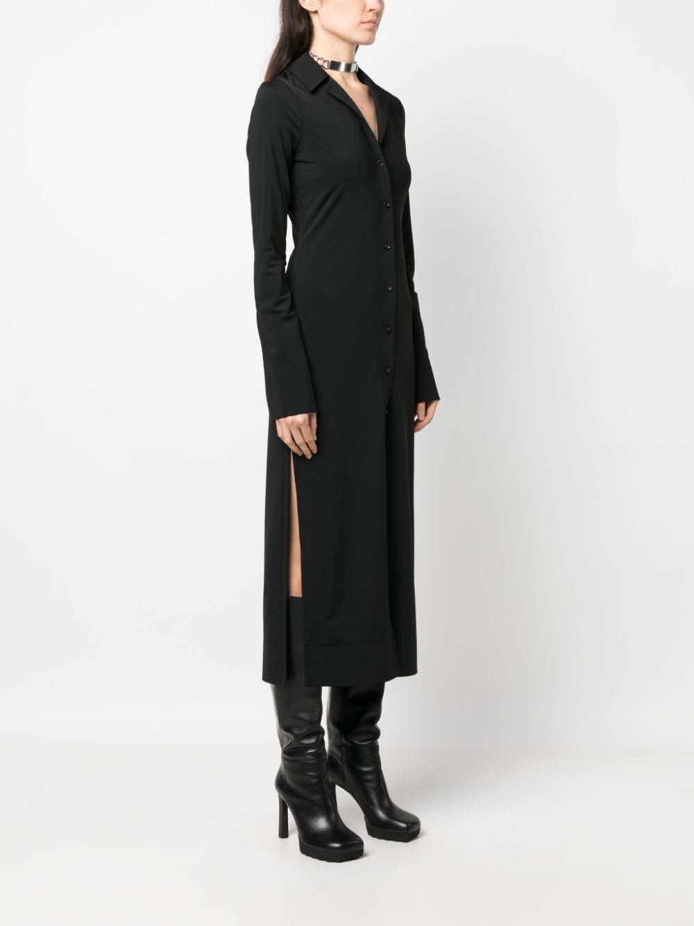 embossed-logo midi shirtdress - 3