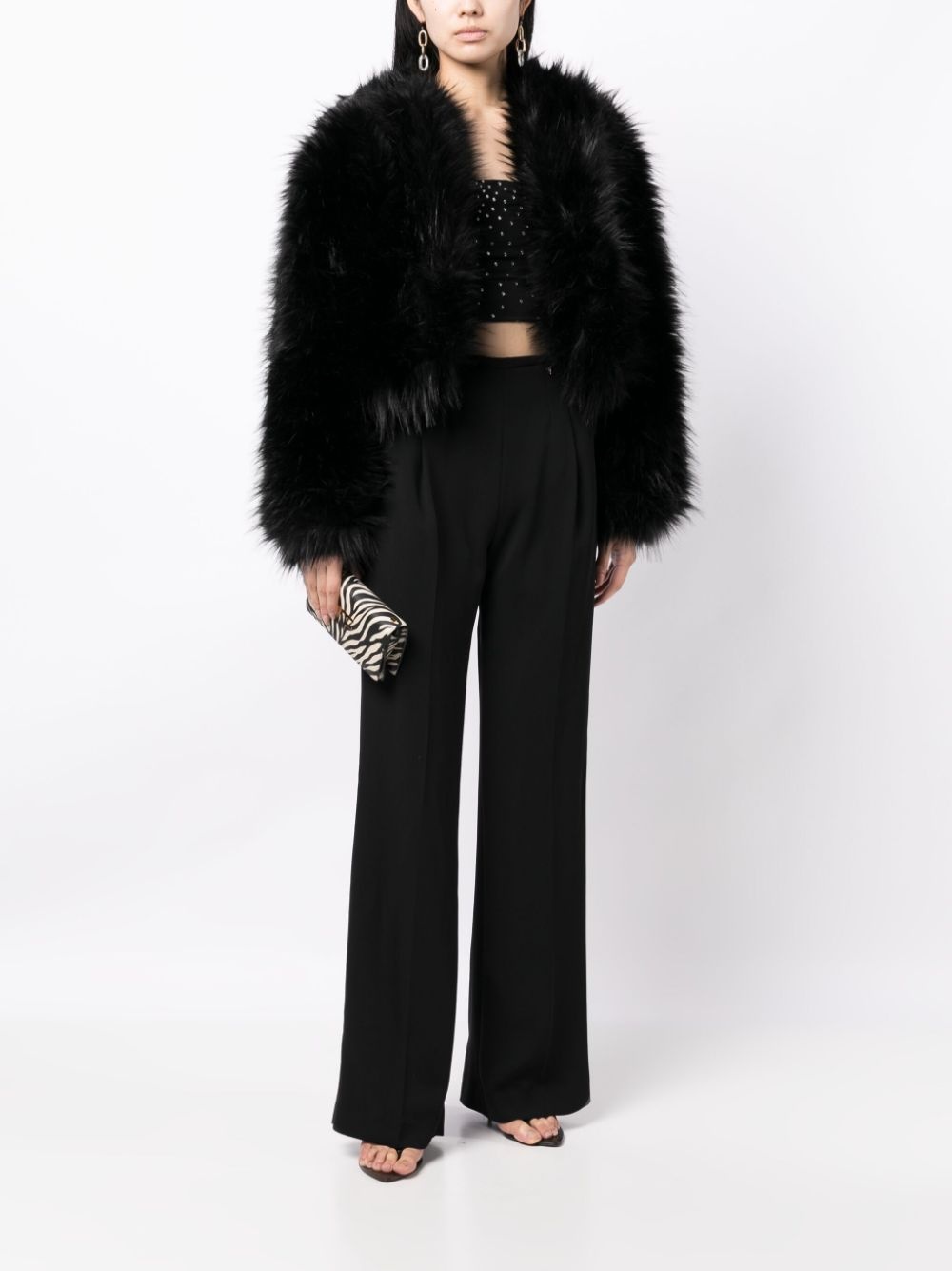 faux-fur design long-sleeve jacket - 2