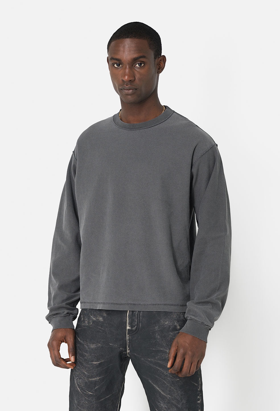 REVERSED CROPPED LS TEE - 2
