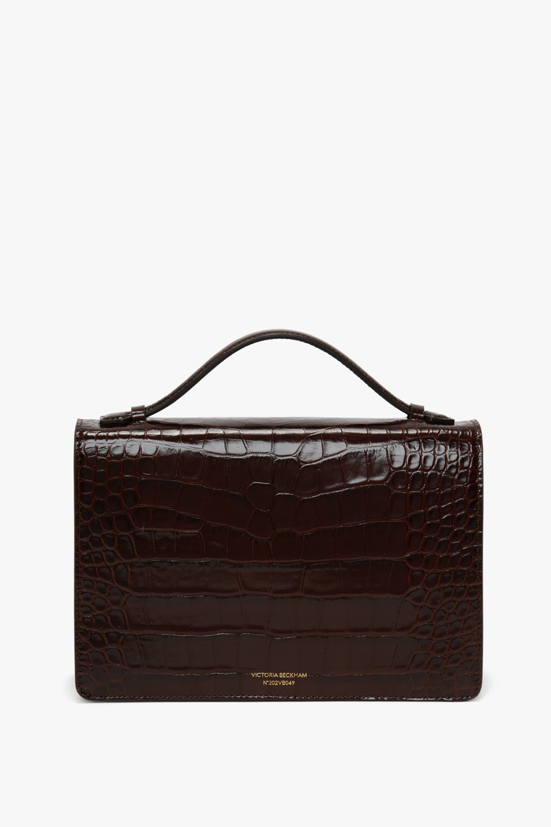 Victoria Beckham Dorian Bag In Dark Brown Croc Embossed Leather outlook