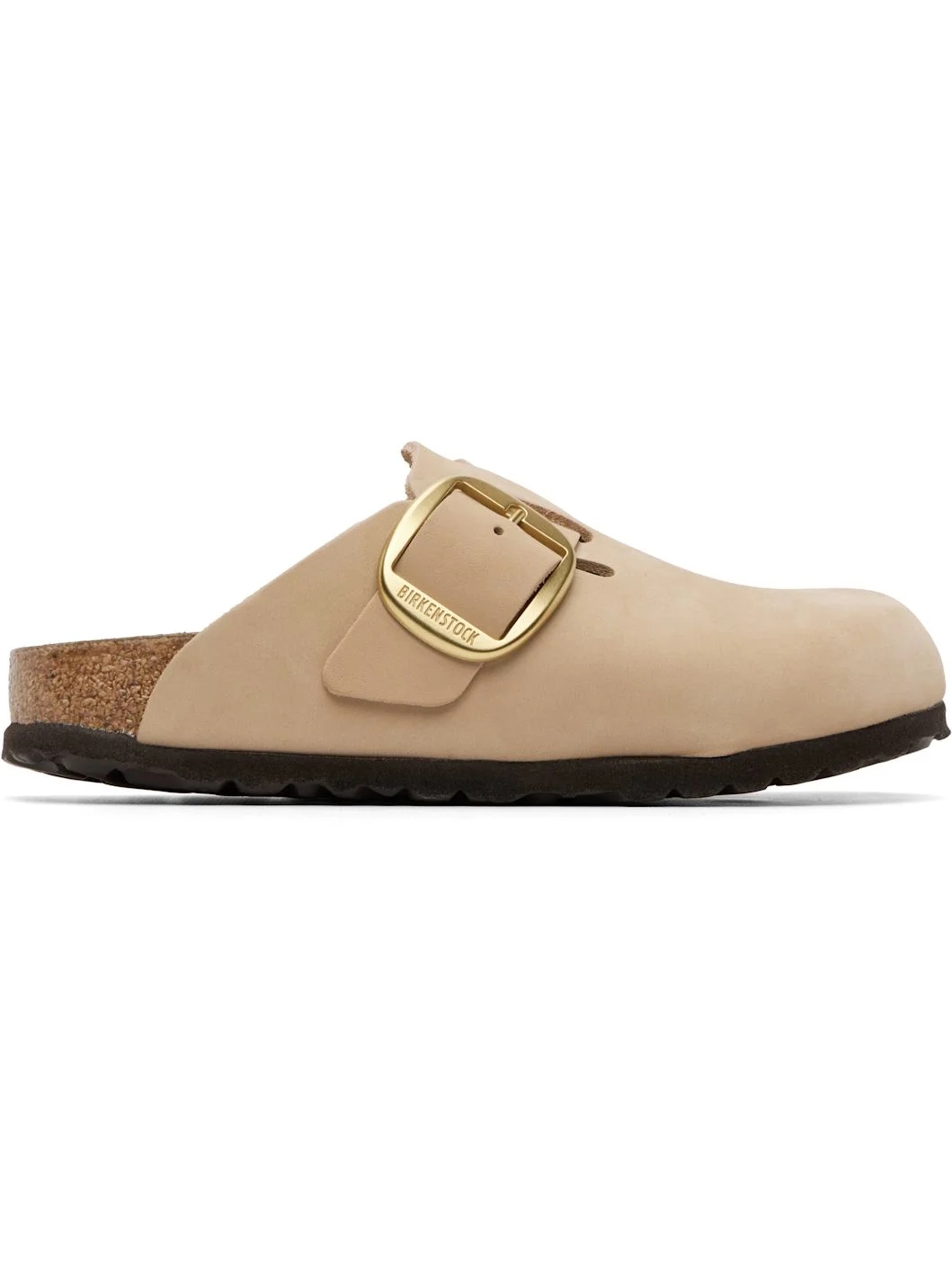 Beige Narrow Boston Big Buckle Slip-on Loafers - 1
