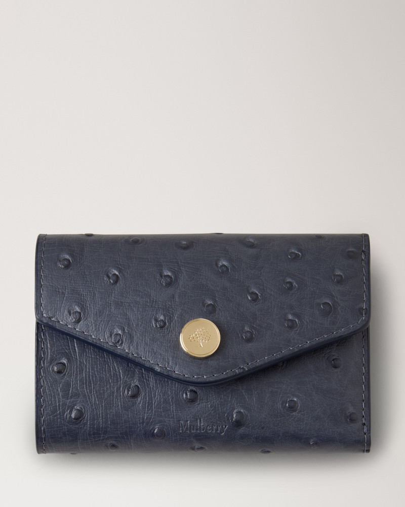 Folded Multi-Card Wallet Stormy Blue Ostrich 1