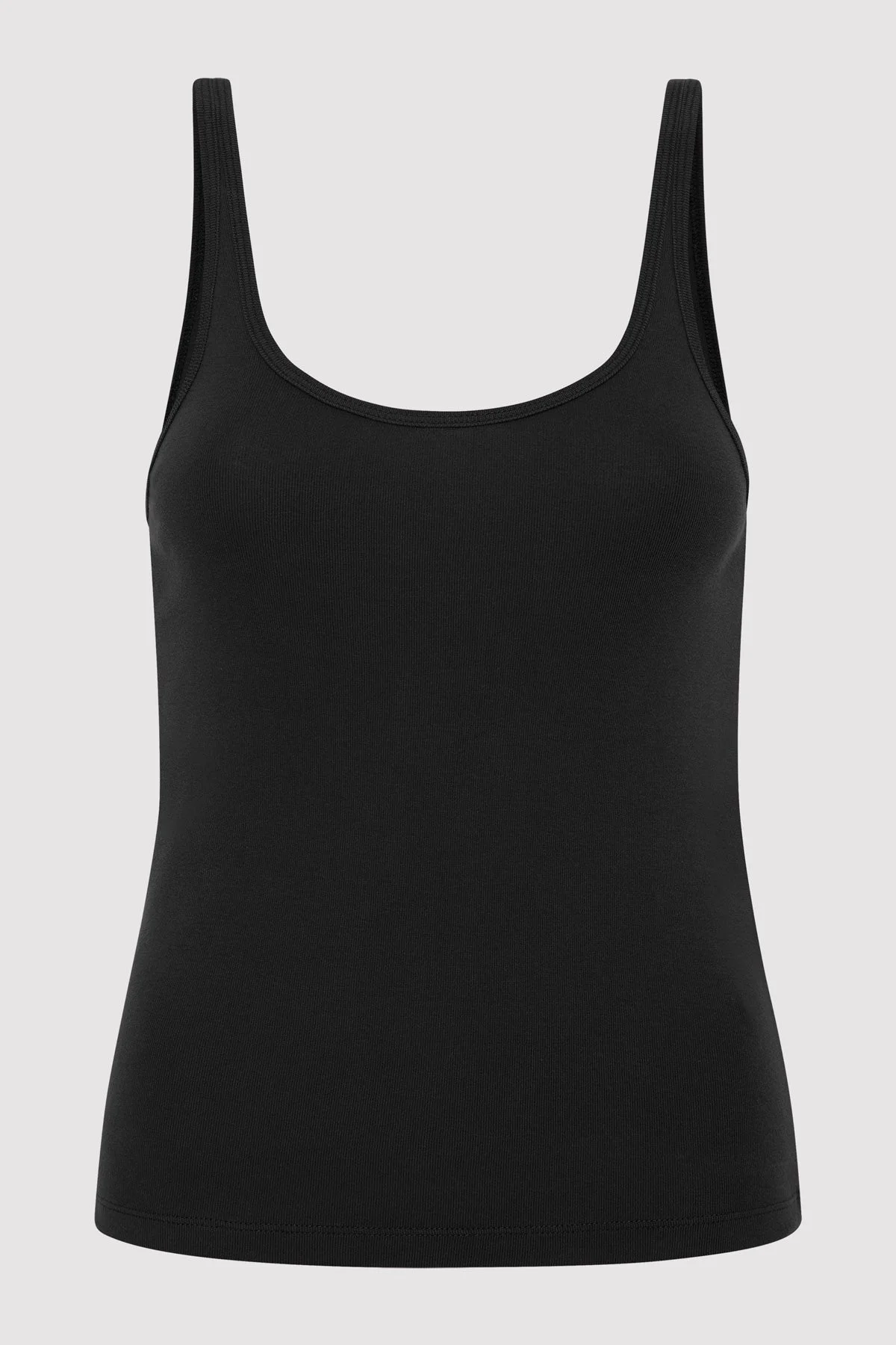 Organic Cotton Slim Scoop Tank - Jet Black - 1