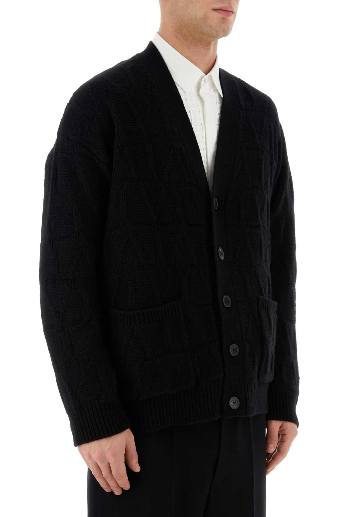 Valentino Garavani Men Black Wool Cardigan - 3