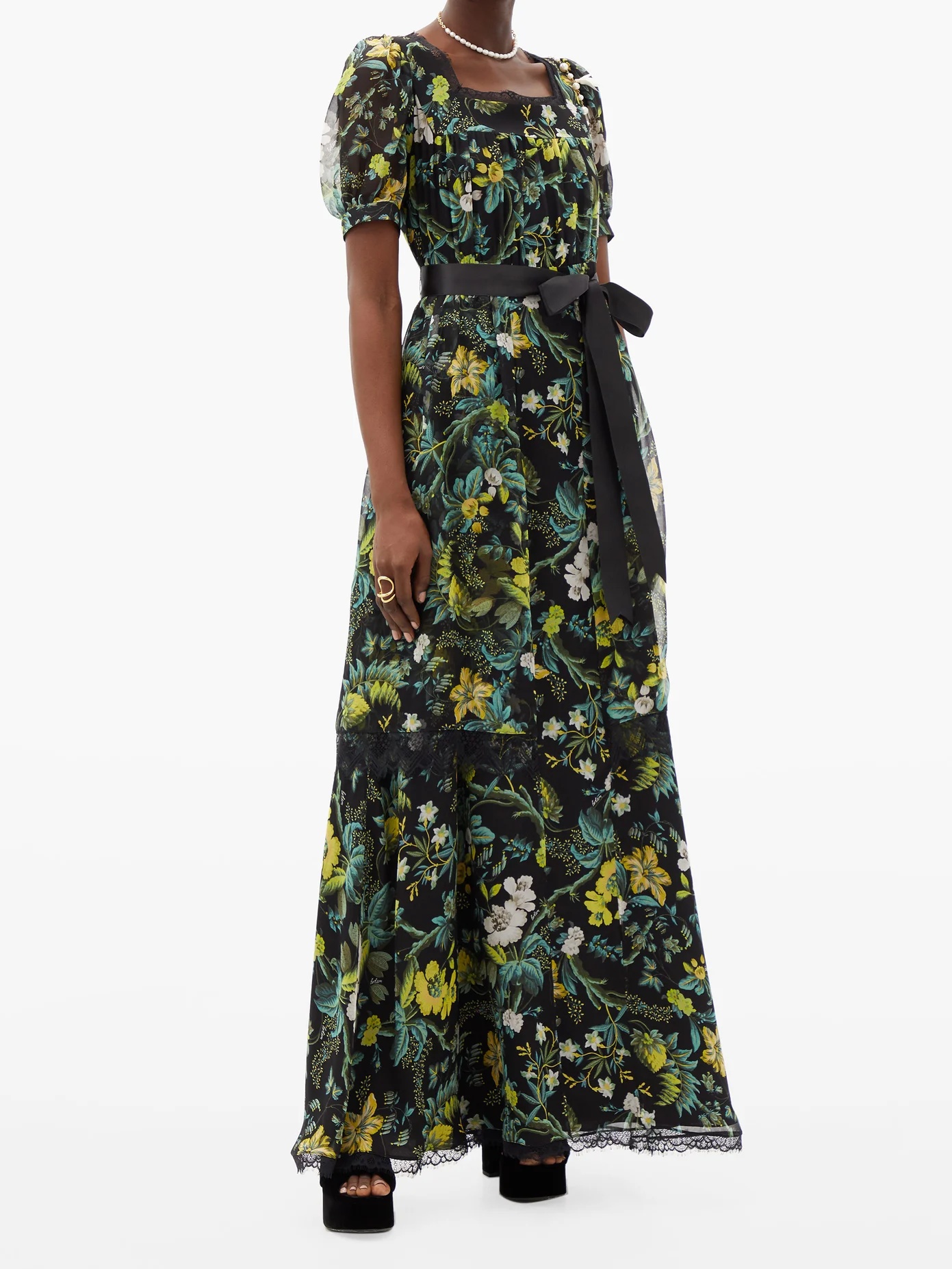 Florencia Ashcombe Forest-print silk gown - 2