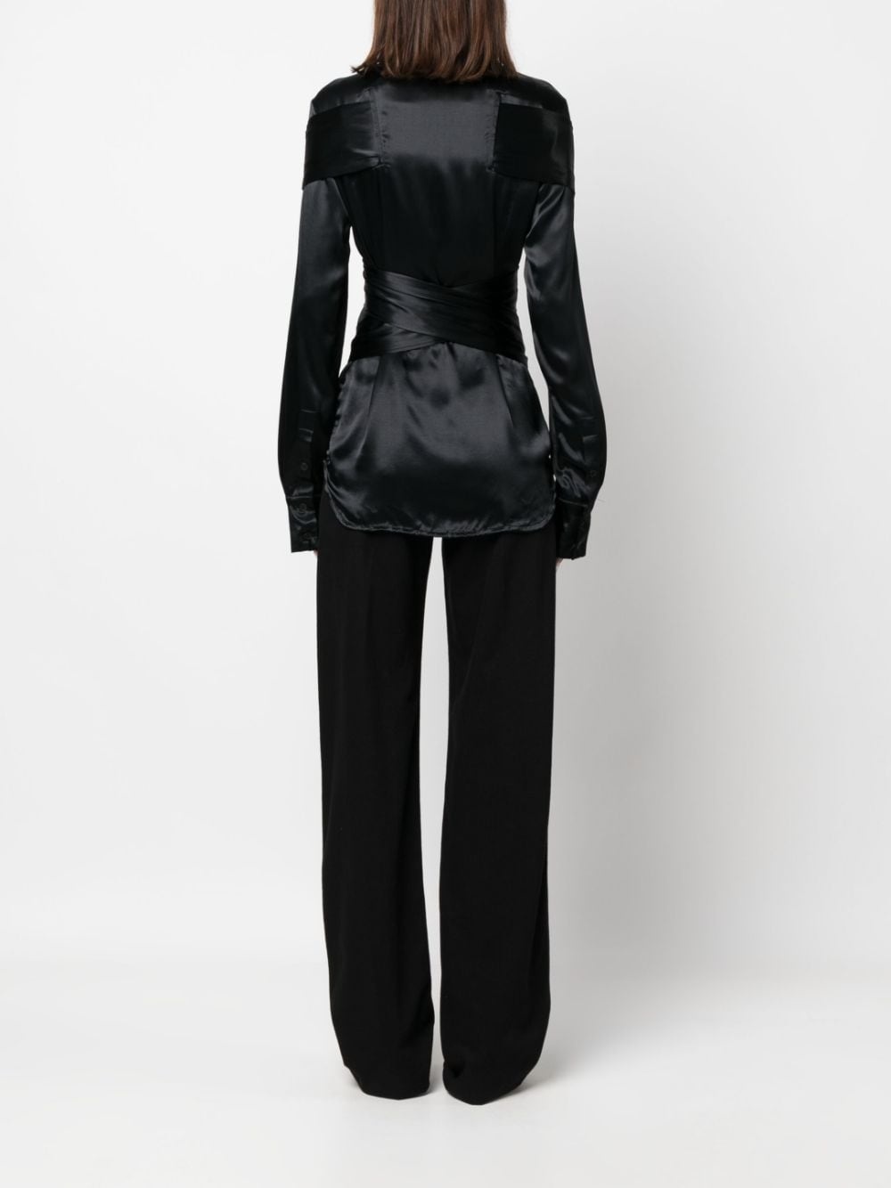 wraparound-strap satin shirt - 4