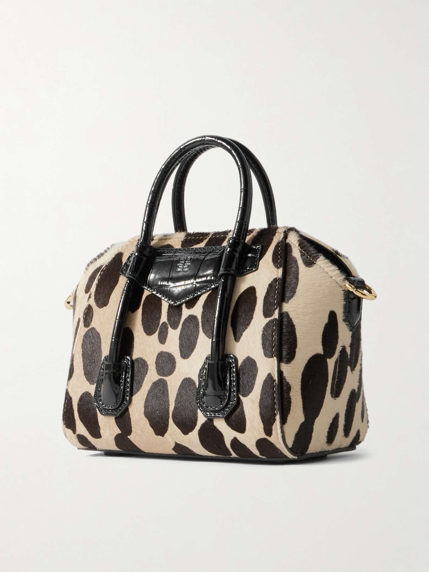 Givenchy Antigona Lock croc-effect patent leather-trimmed