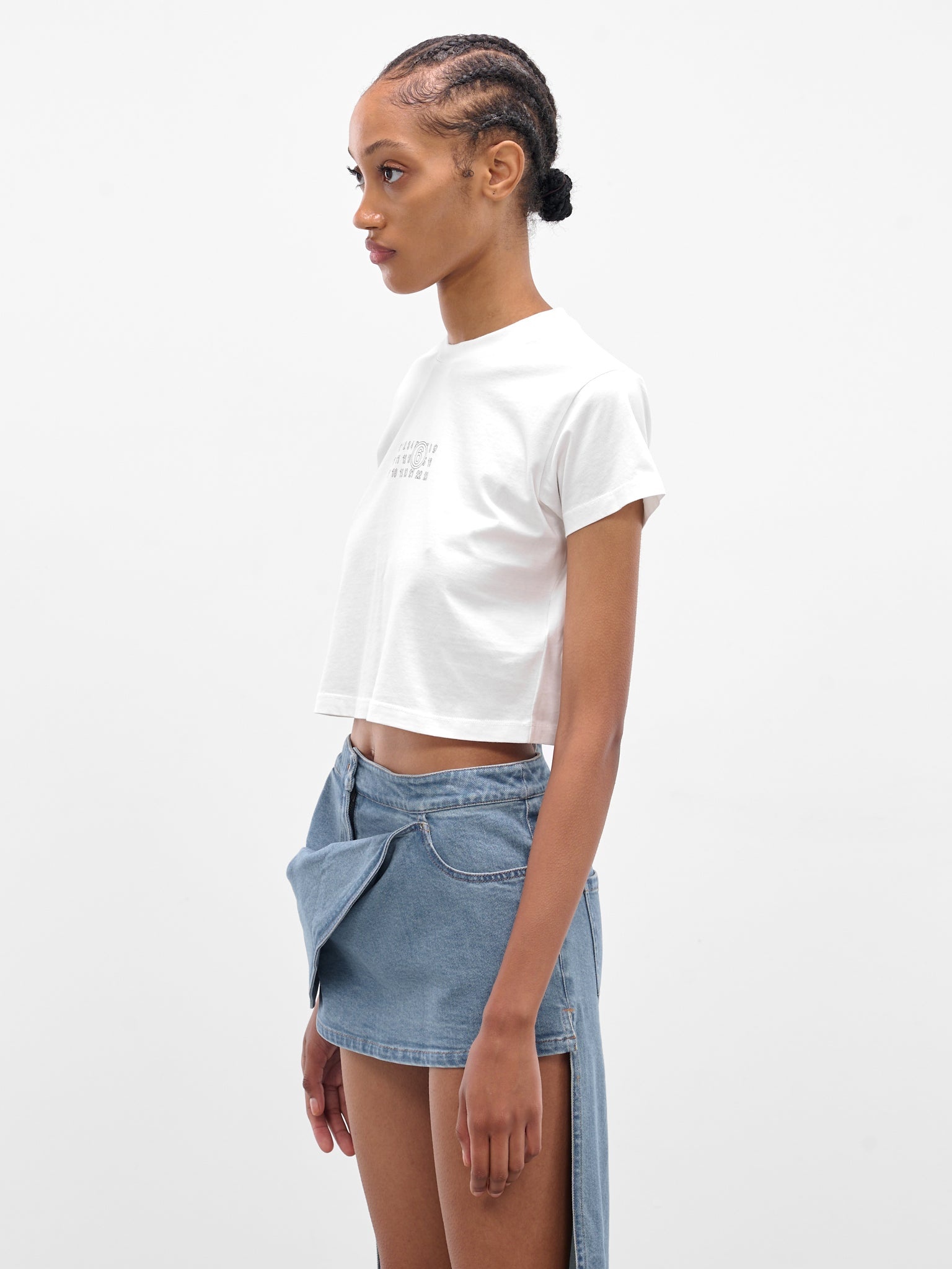 White Cropped Numeric Logo Tee - 2