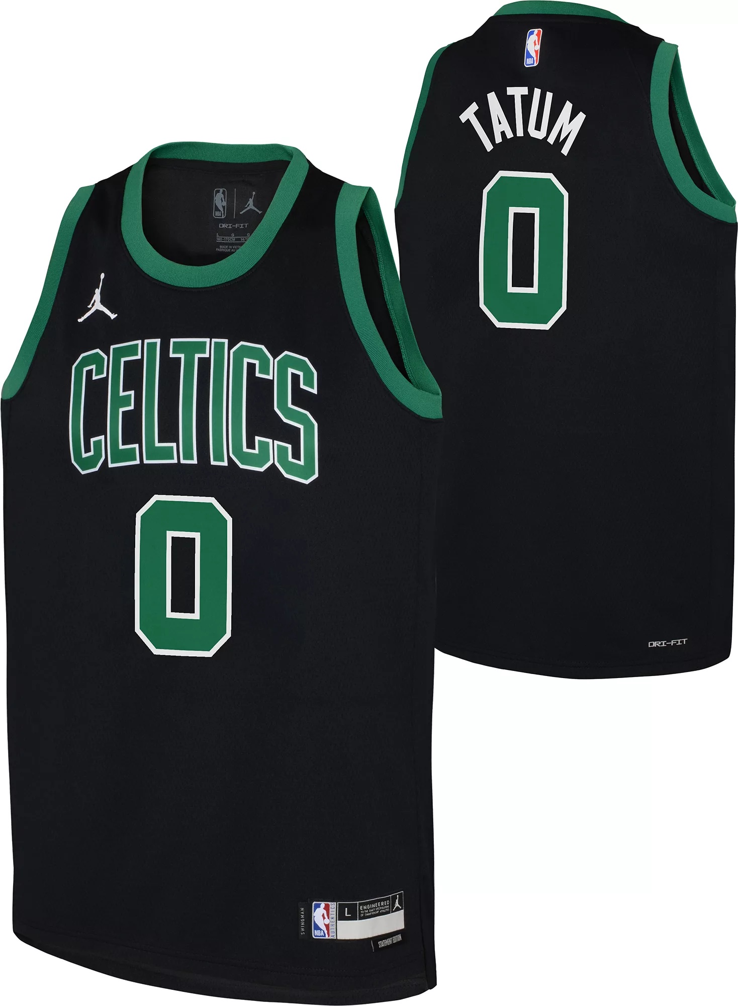 Jordan Youth Boston Celtics Jayson Tatum #0 Black Dri-FIT Swingman Jersey - 1