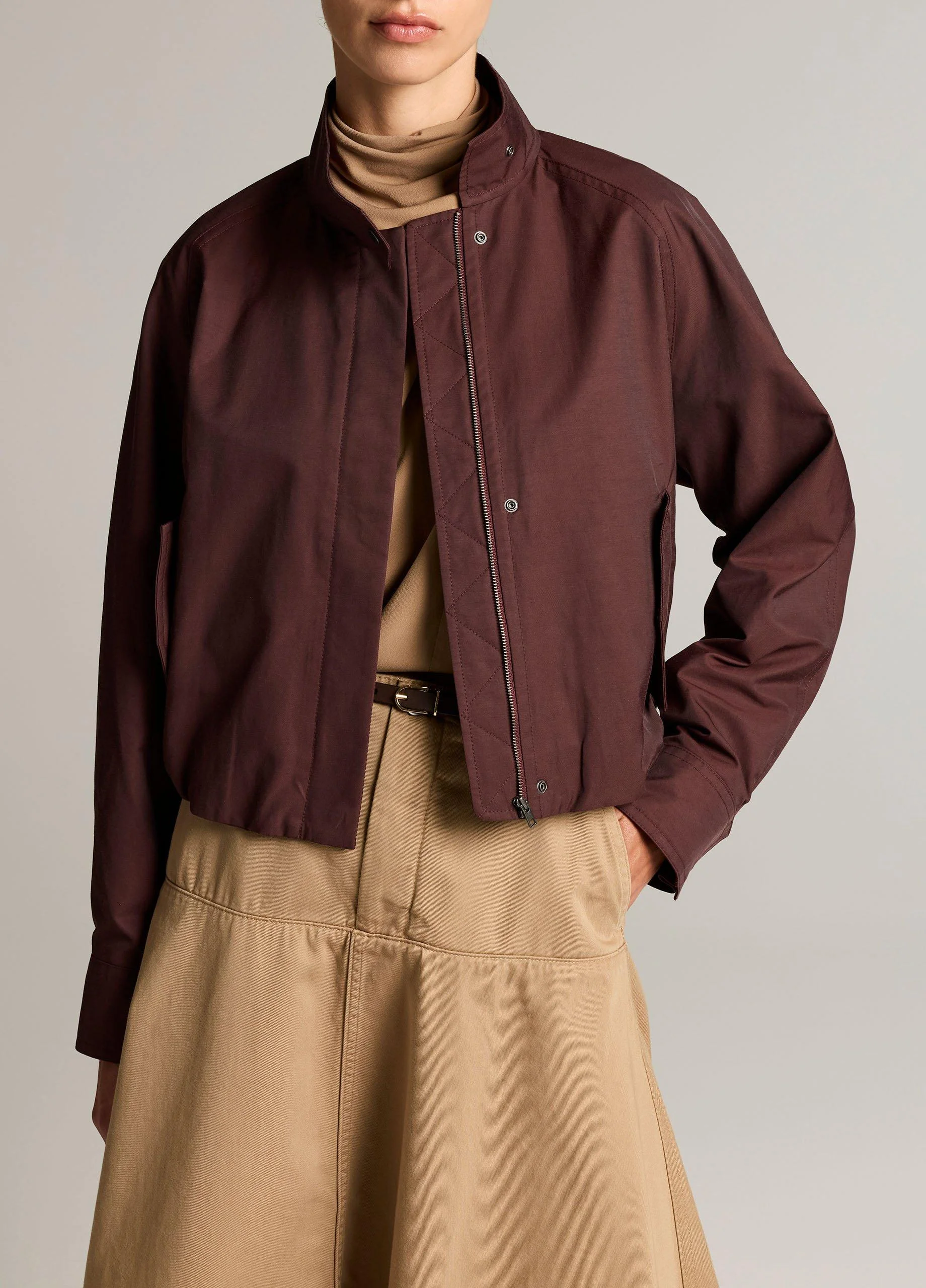 Cotton-Blend Funnel-Neck Jacket - 1