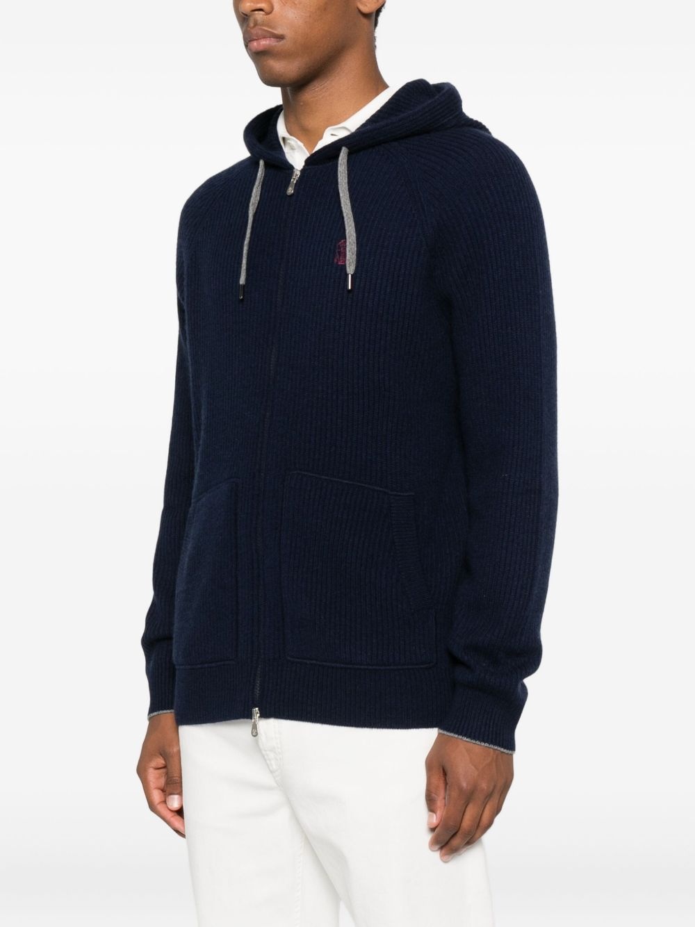 zip-up hooded cardigan - 3