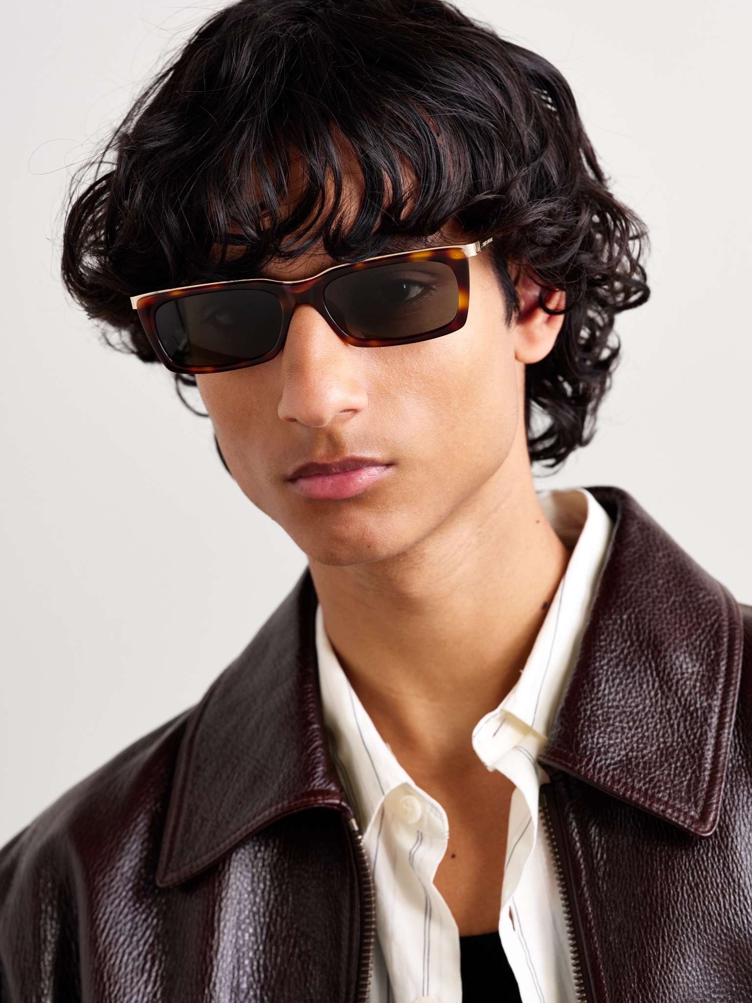 Rectangle-Frame Tortoiseshell Acetate and Gold-Tone Sunglasses - 2