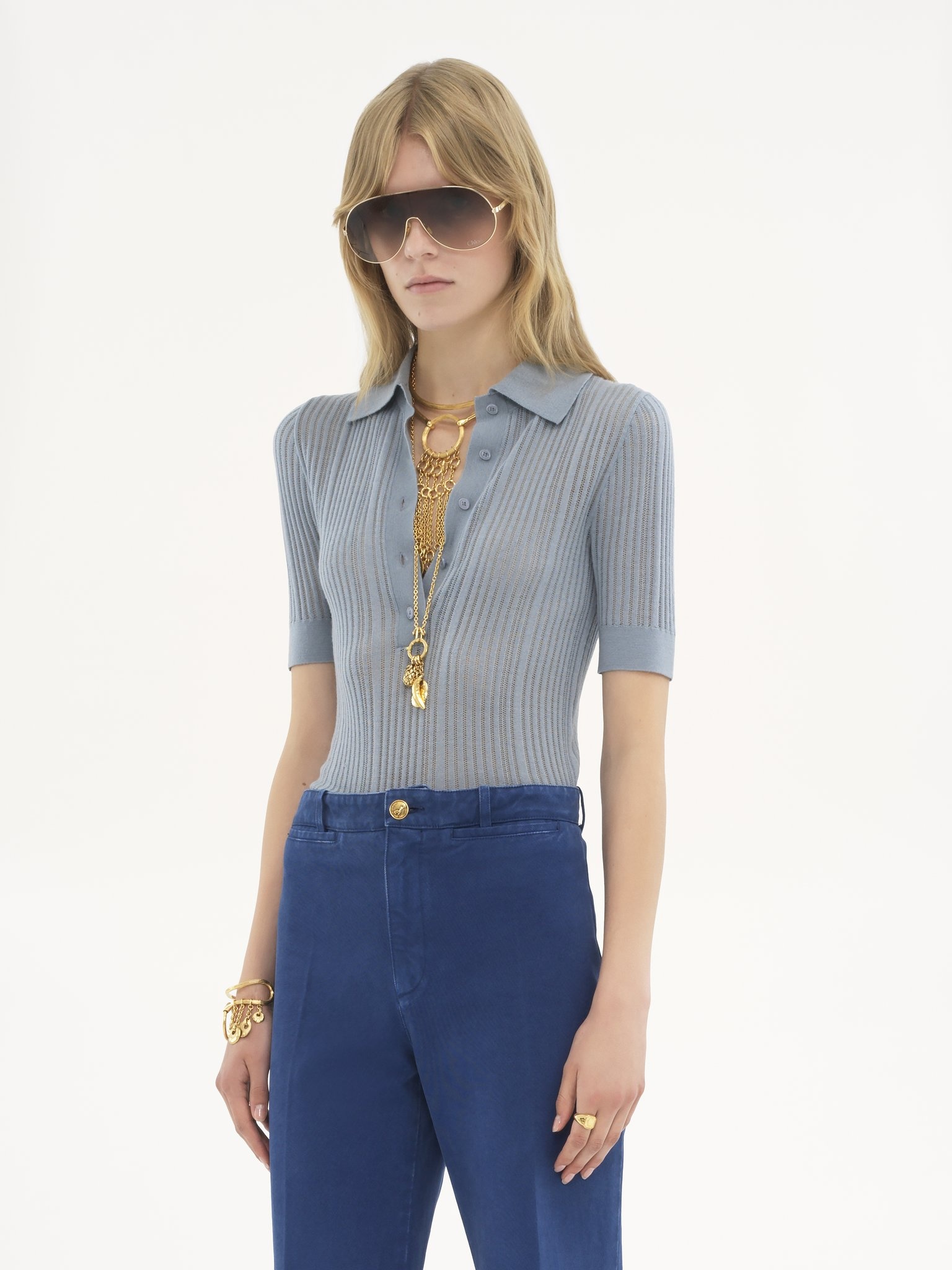 FITTED POLO SHIRT IN WOOL KNIT - 4