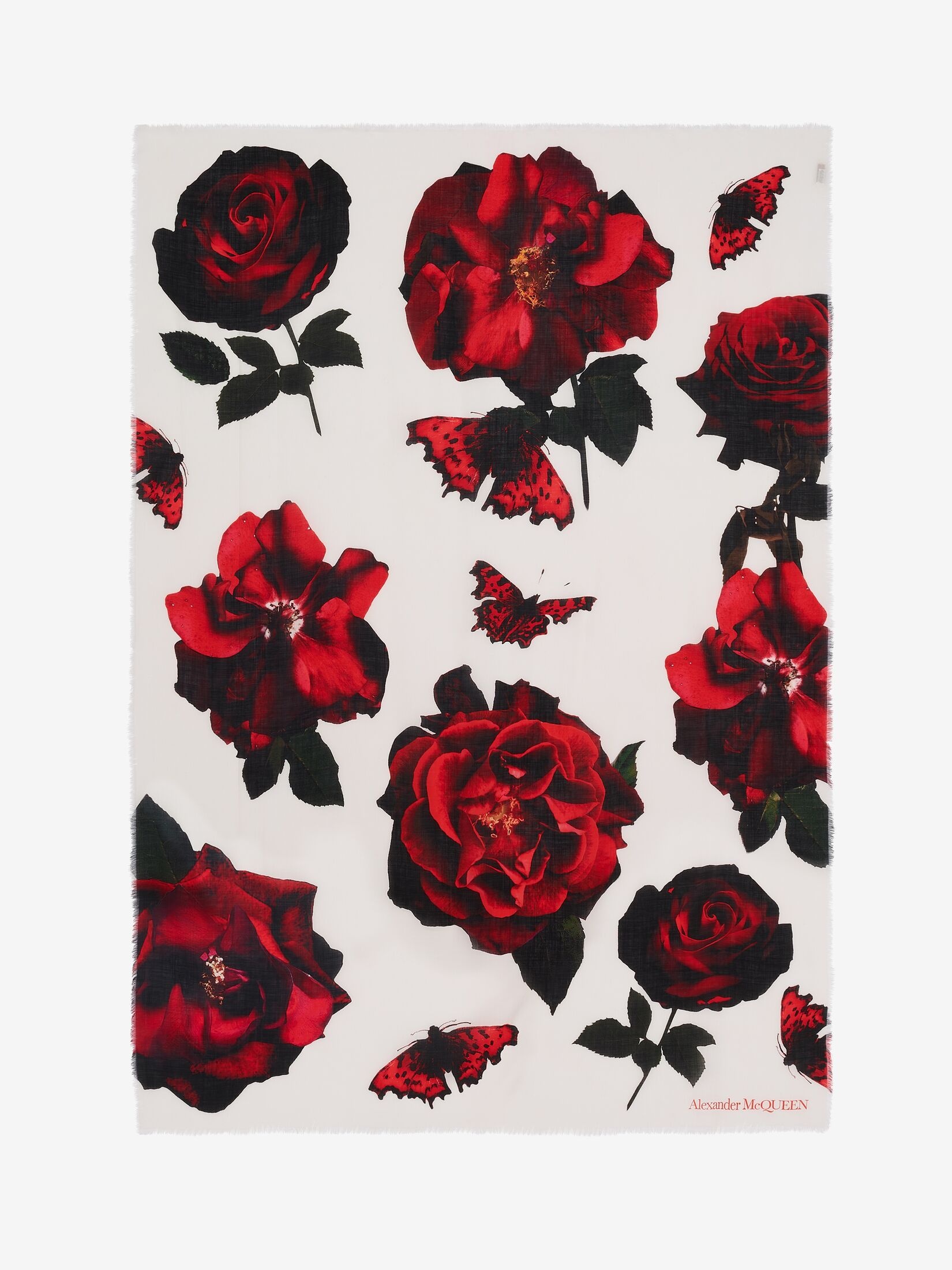 Women's Roses Shawl in Ivory/red - 1